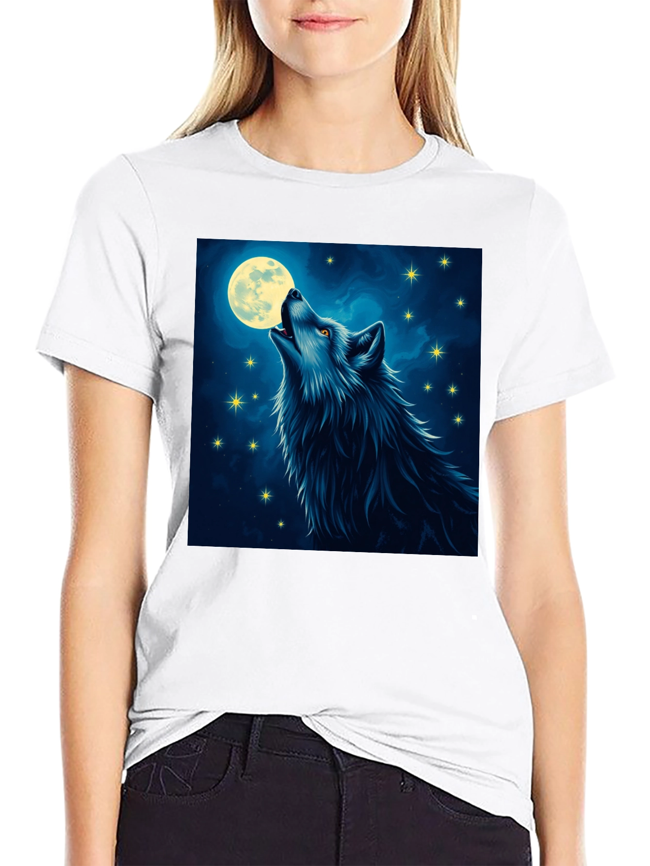 Wolf Moon T-Shirt - Mystical Night Design