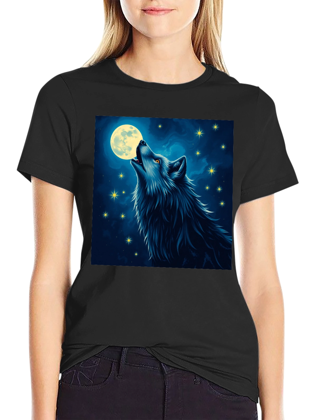 Wolf Moon T-Shirt - Mystical Night Design