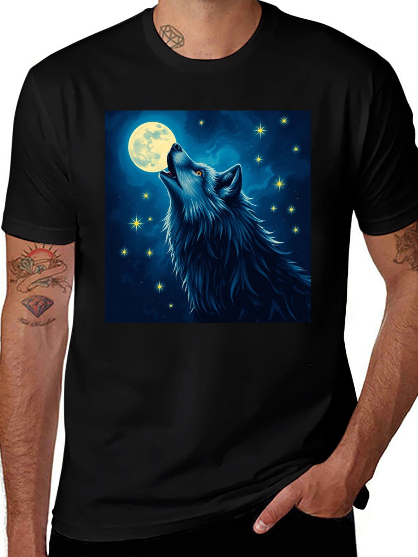 Wolf Moon T-Shirt - Mystical Night Design