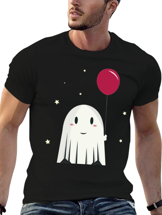 Cute Ghost & Balloon Graphic Tee