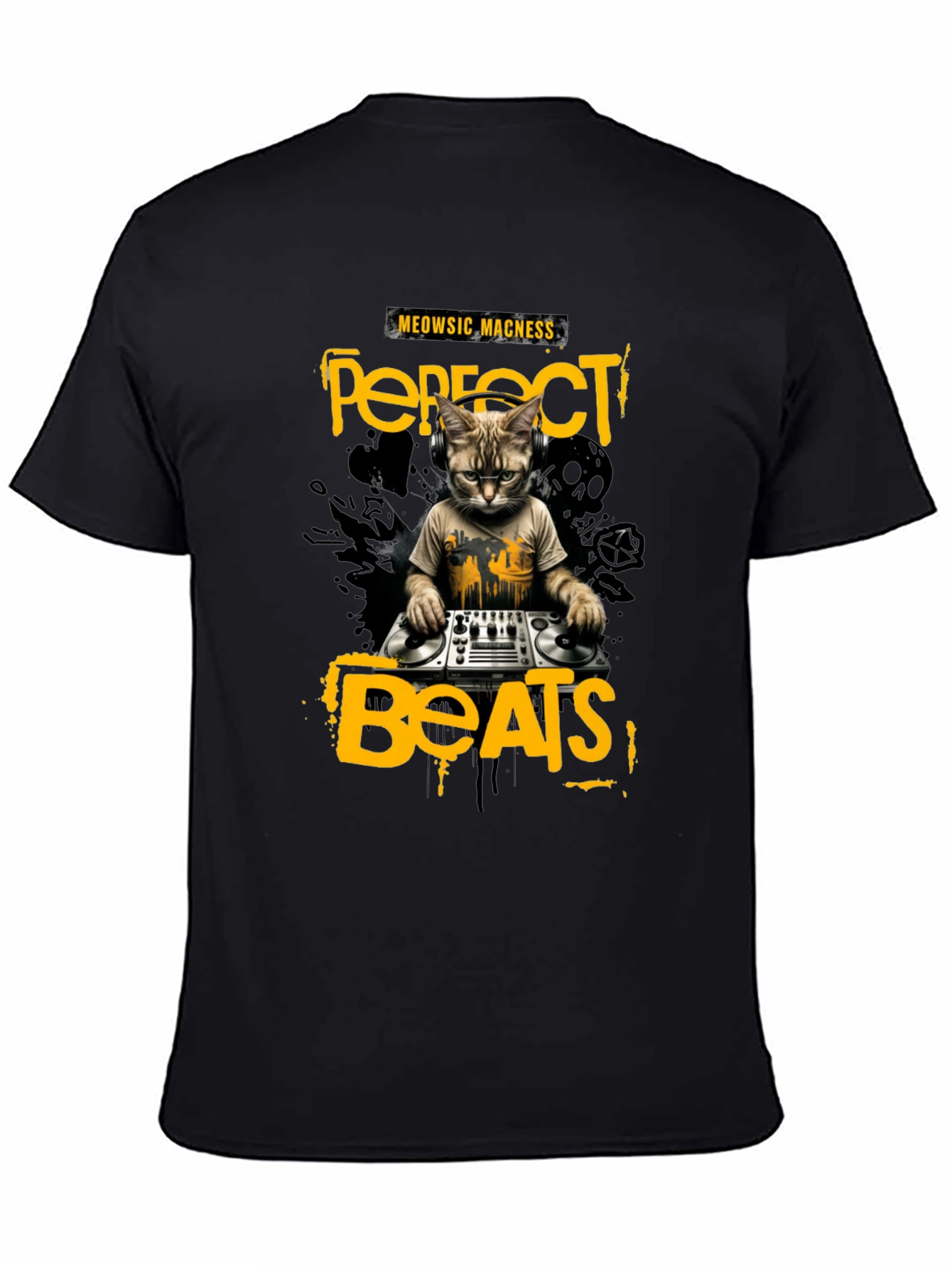 DJ Cat T-Shirt - Perfect Beats & Meowsic Madness