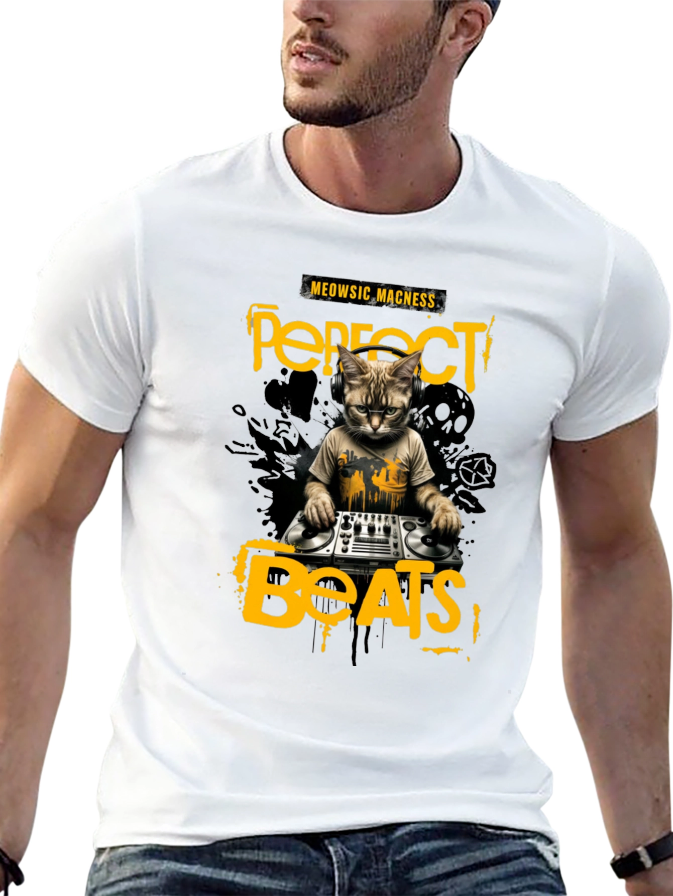 DJ Cat T-Shirt - Perfect Beats & Meowsic Madness