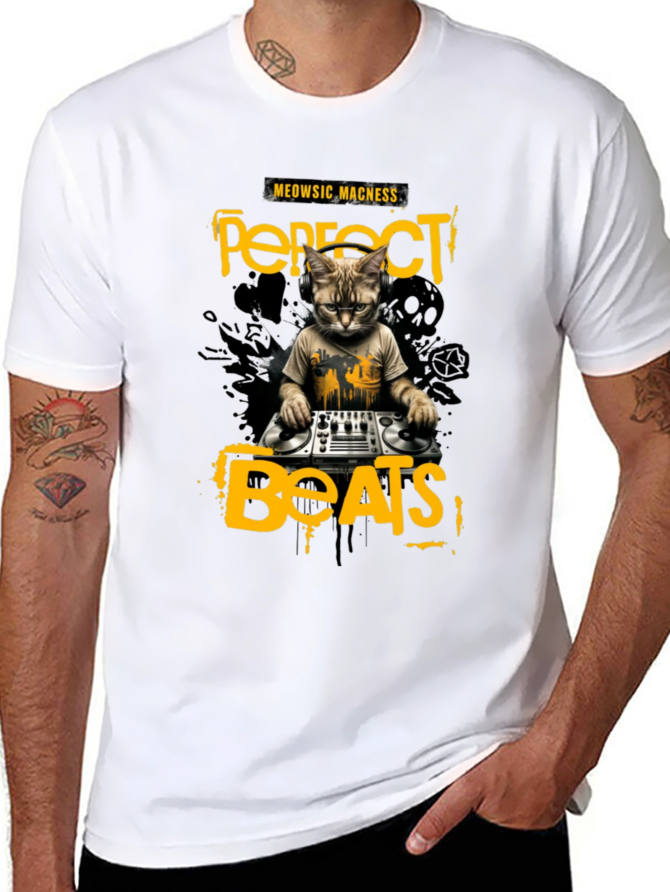 DJ Cat T-Shirt - Perfect Beats & Meowsic Madness