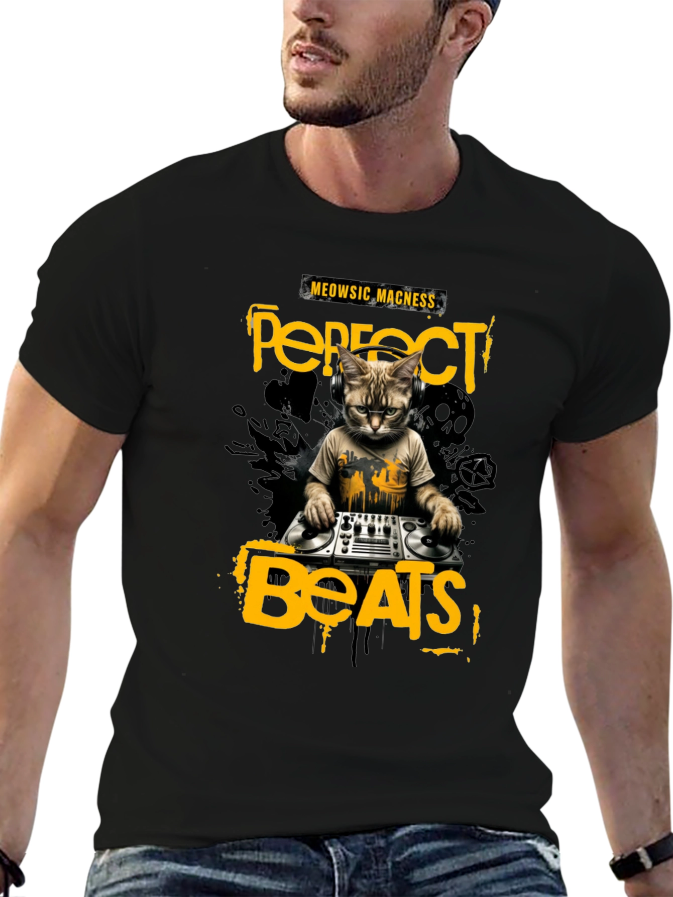 DJ Cat T-Shirt - Perfect Beats & Meowsic Madness
