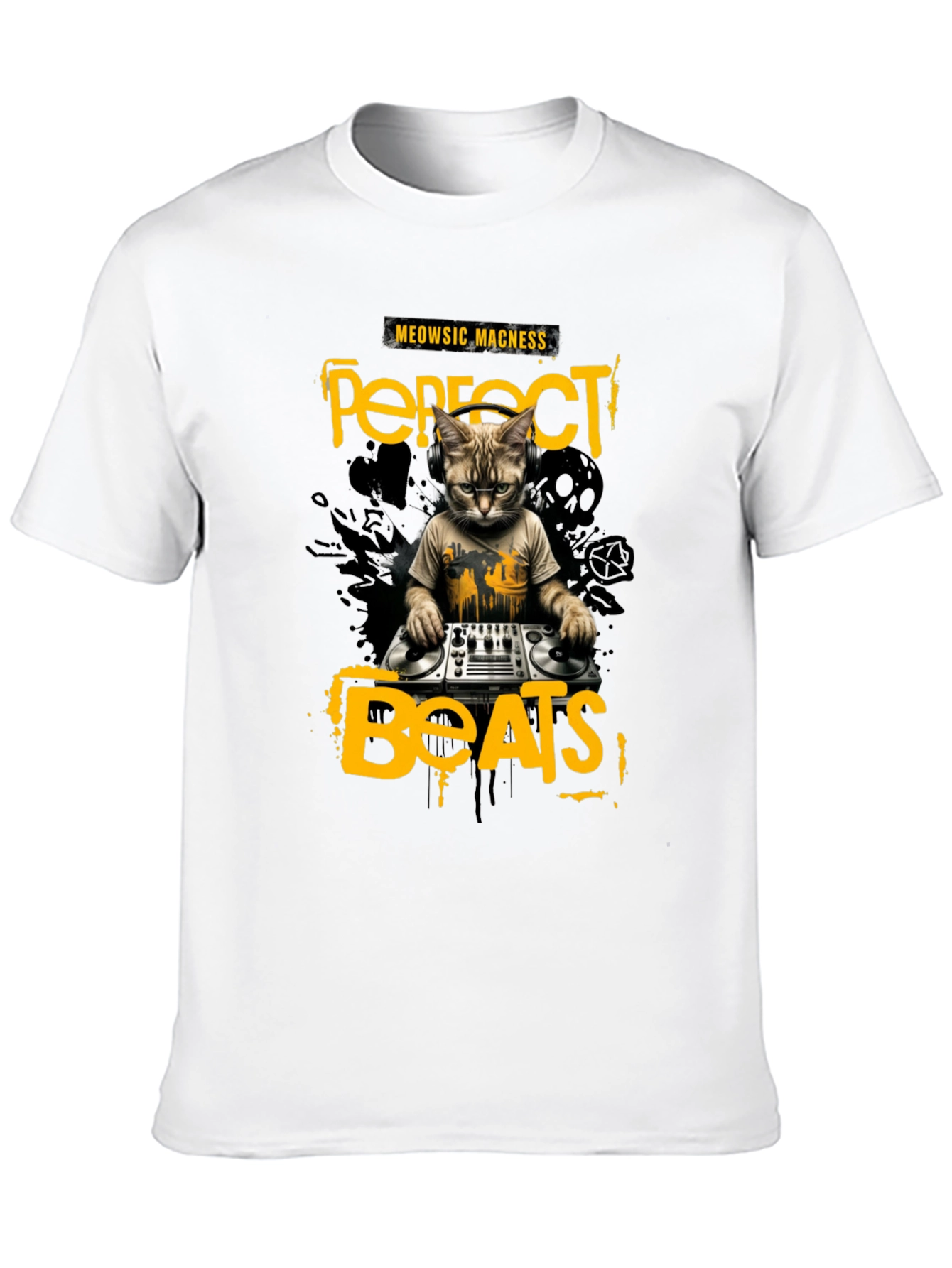 DJ Cat T-Shirt - Perfect Beats & Meowsic Madness