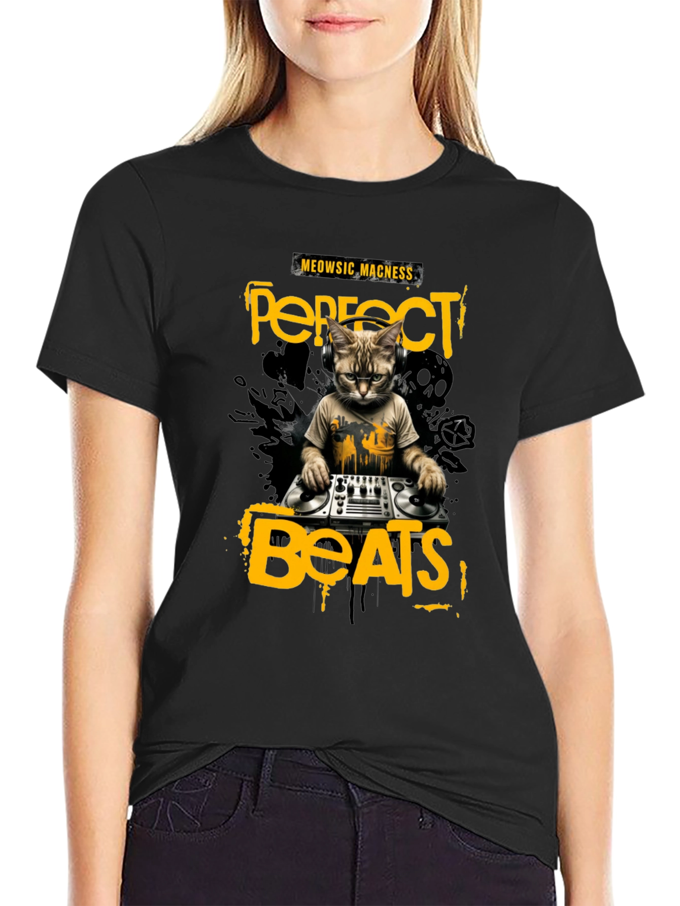 DJ Cat T-Shirt - Perfect Beats & Meowsic Madness