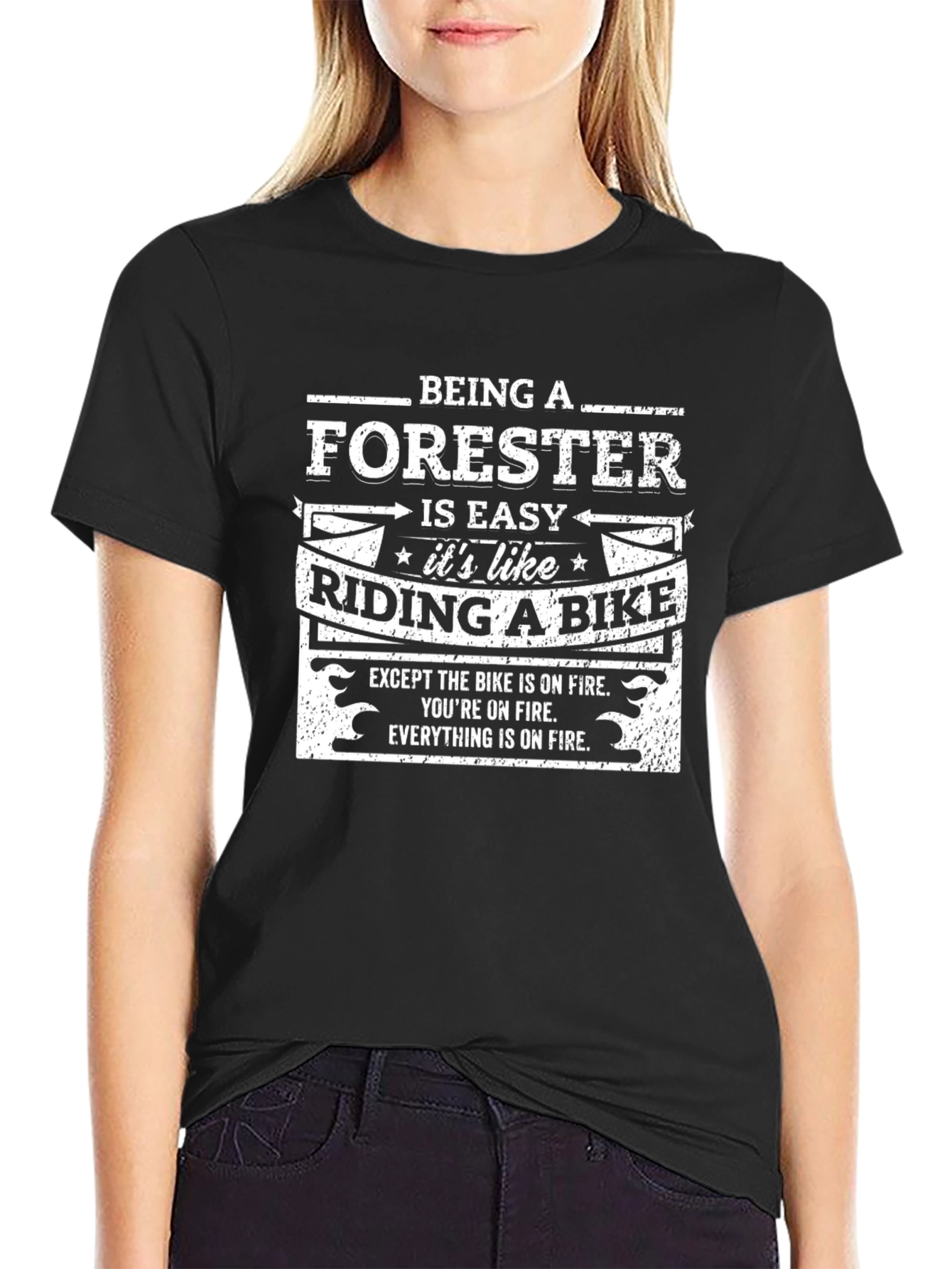 Forester T-Shirt: Riding a Bike on Fire