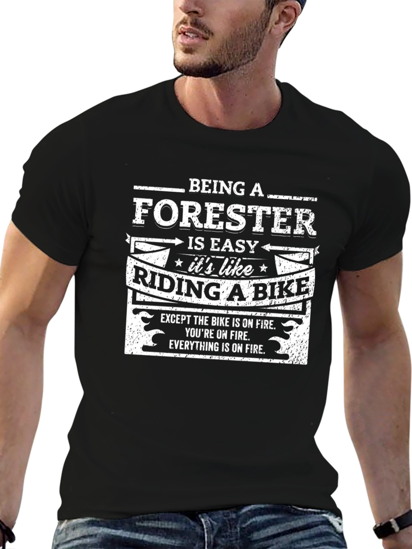 Forester T-Shirt: Riding a Bike on Fire