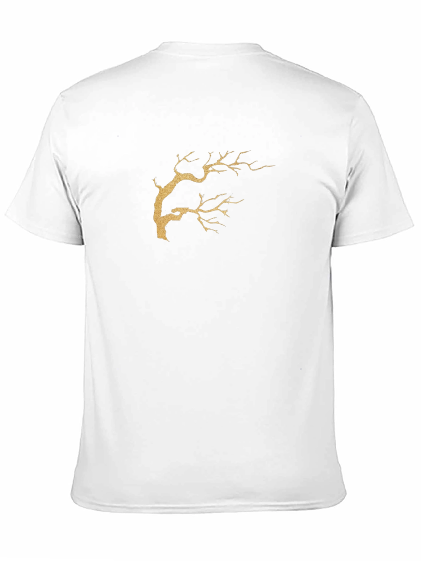 Black T-Shirt with Gold Tree Branch Graphic