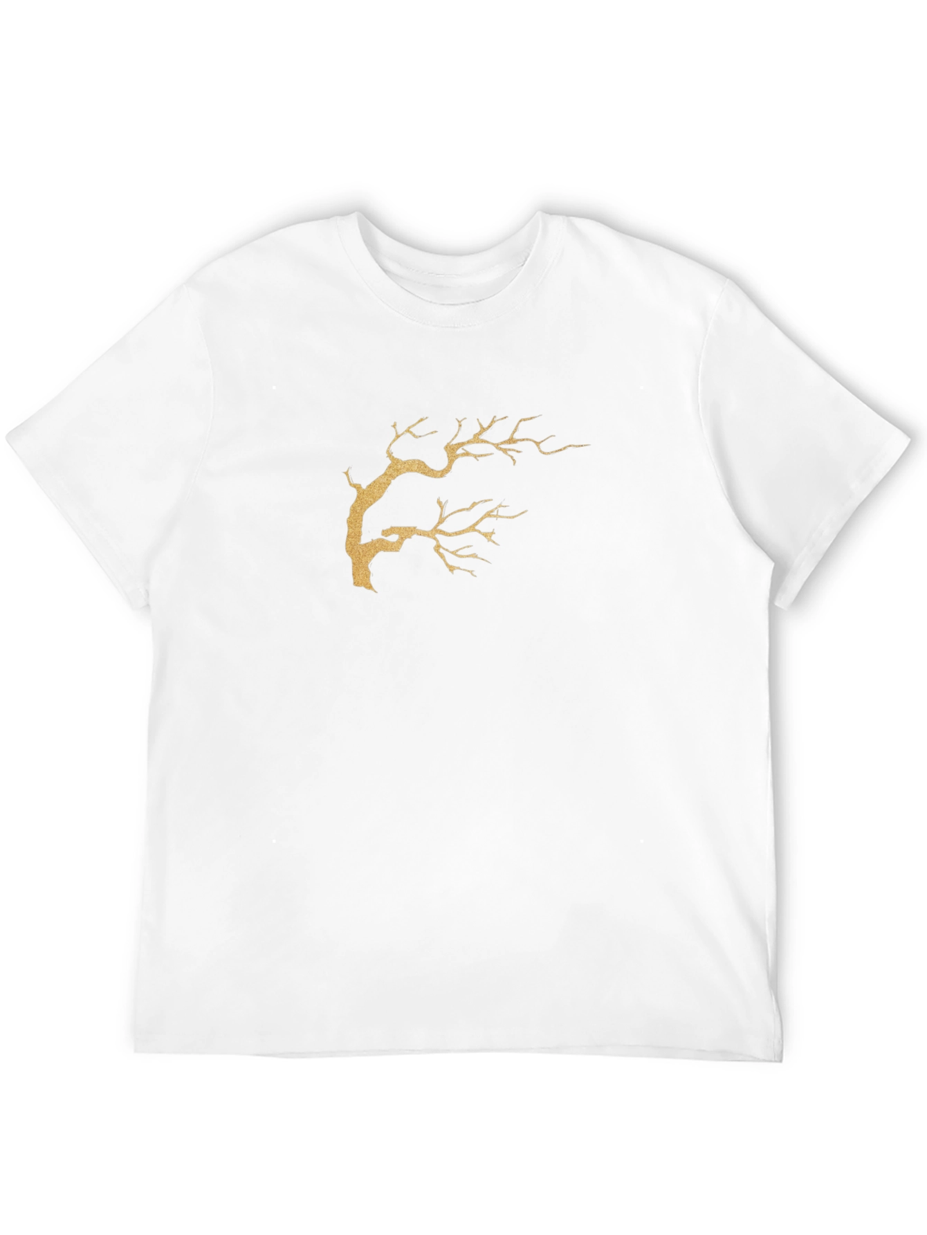 Black T-Shirt with Gold Tree Branch Graphic