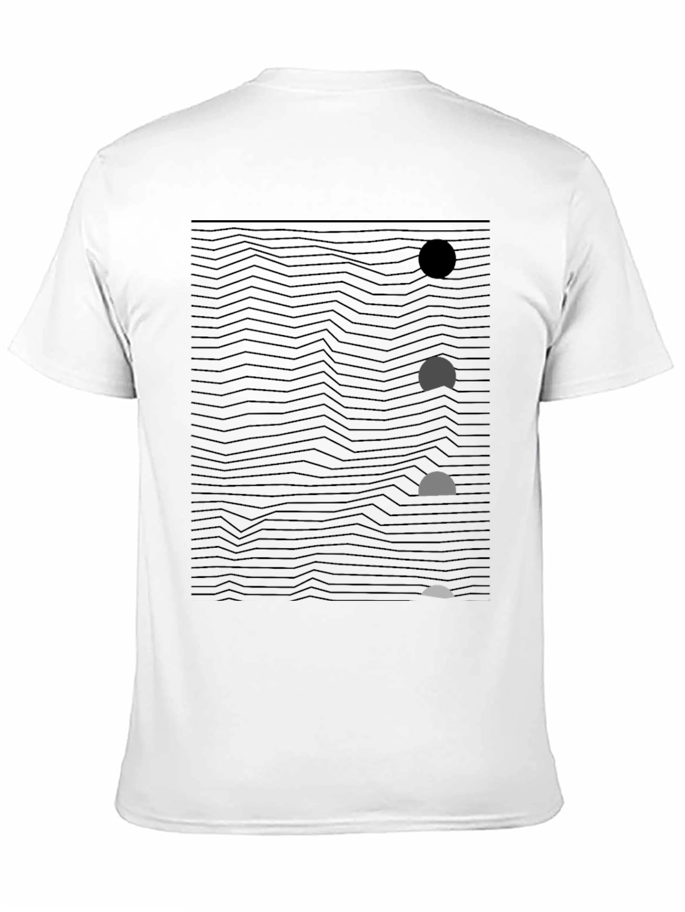 Abstract Wave & Circle Graphic Black T-Shirt