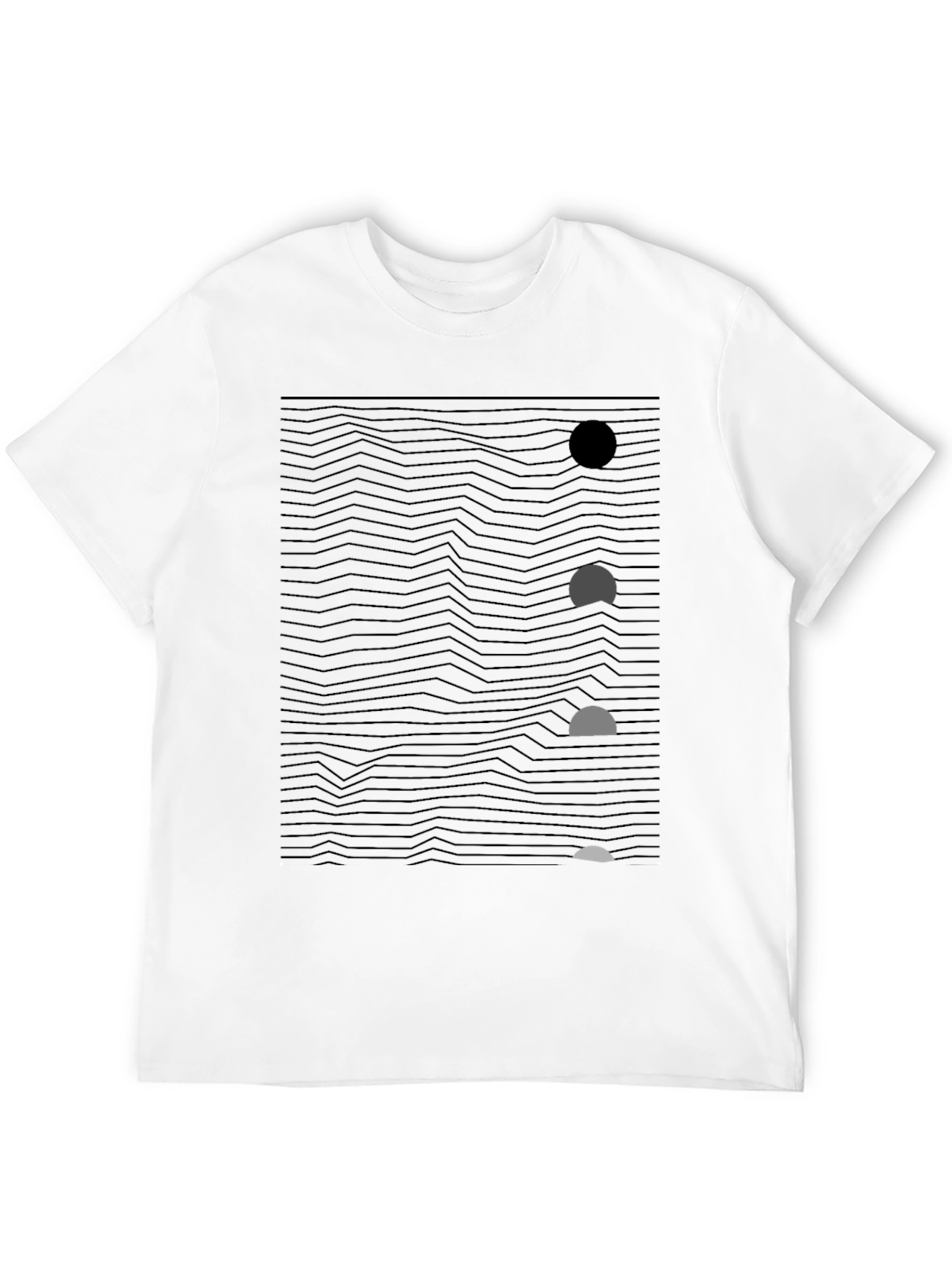 Abstract Wave & Circle Graphic Black T-Shirt