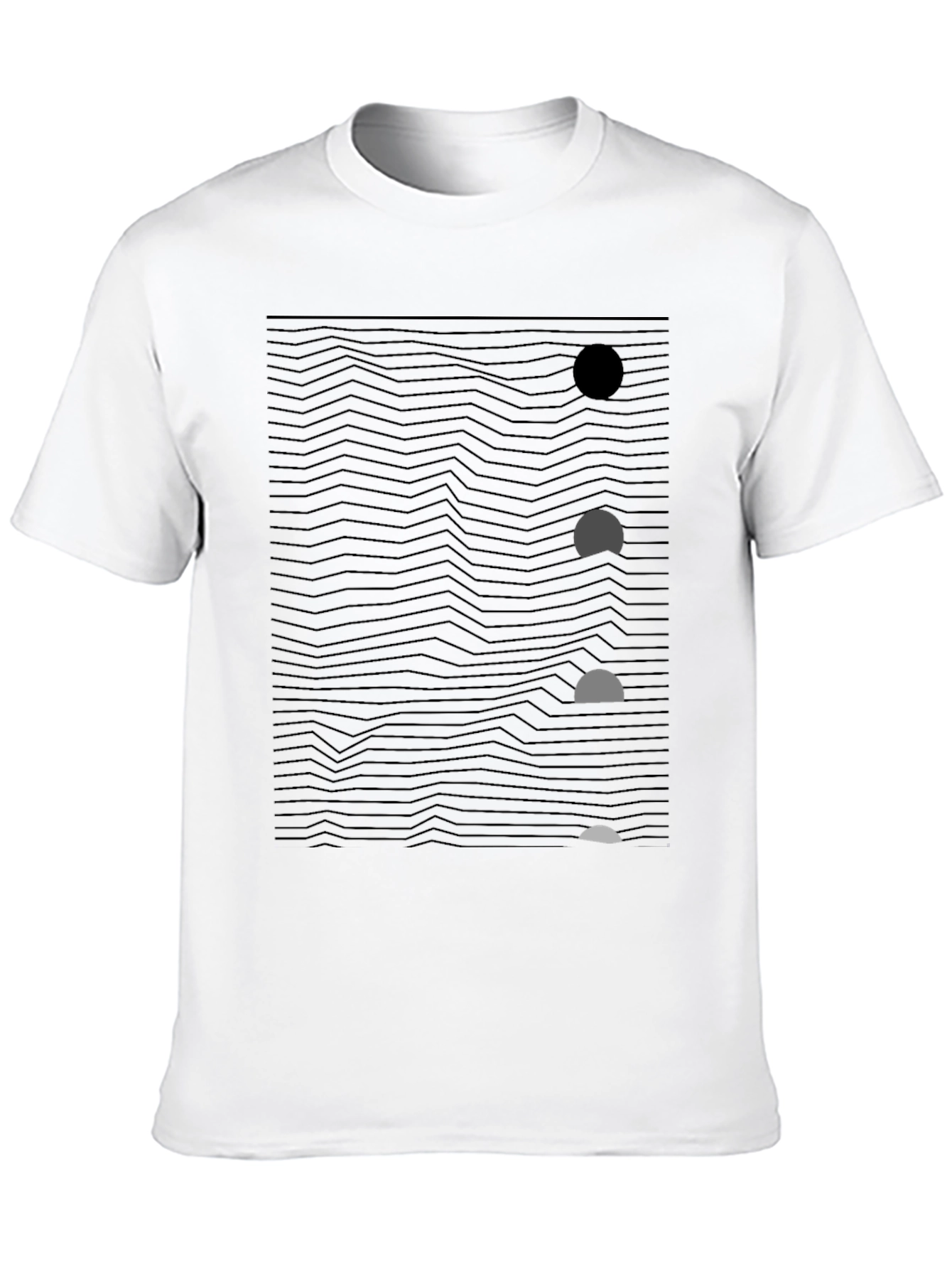 Abstract Wave & Circle Graphic Black T-Shirt
