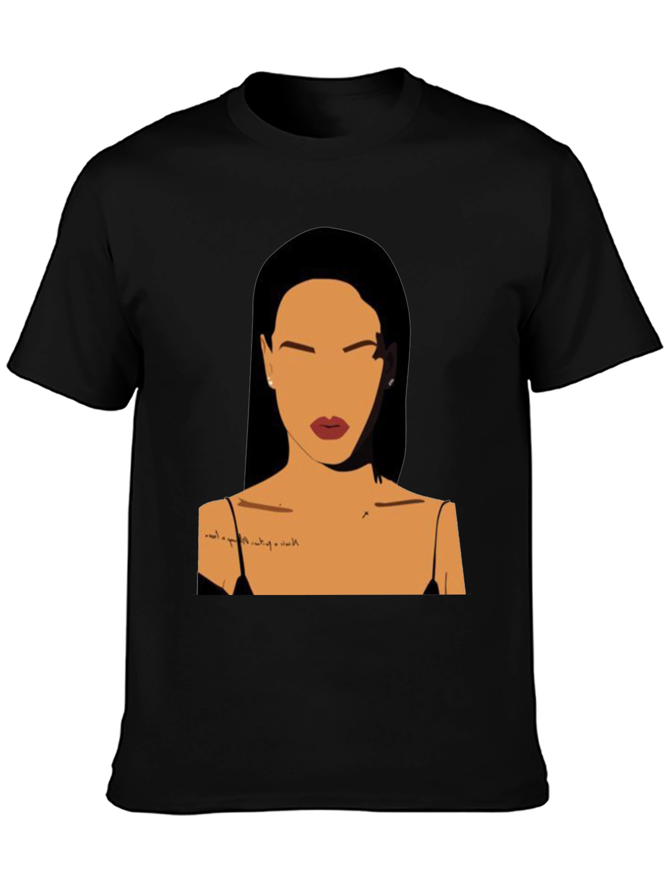 Minimalist Woman Portrait Black T-Shirt