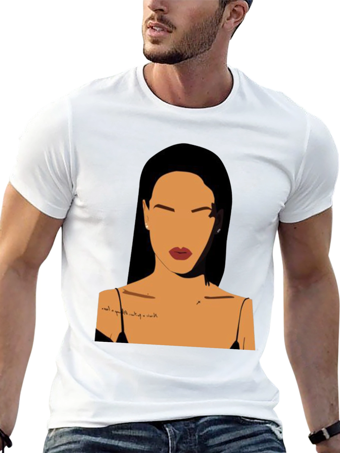 Minimalist Woman Portrait Black T-Shirt