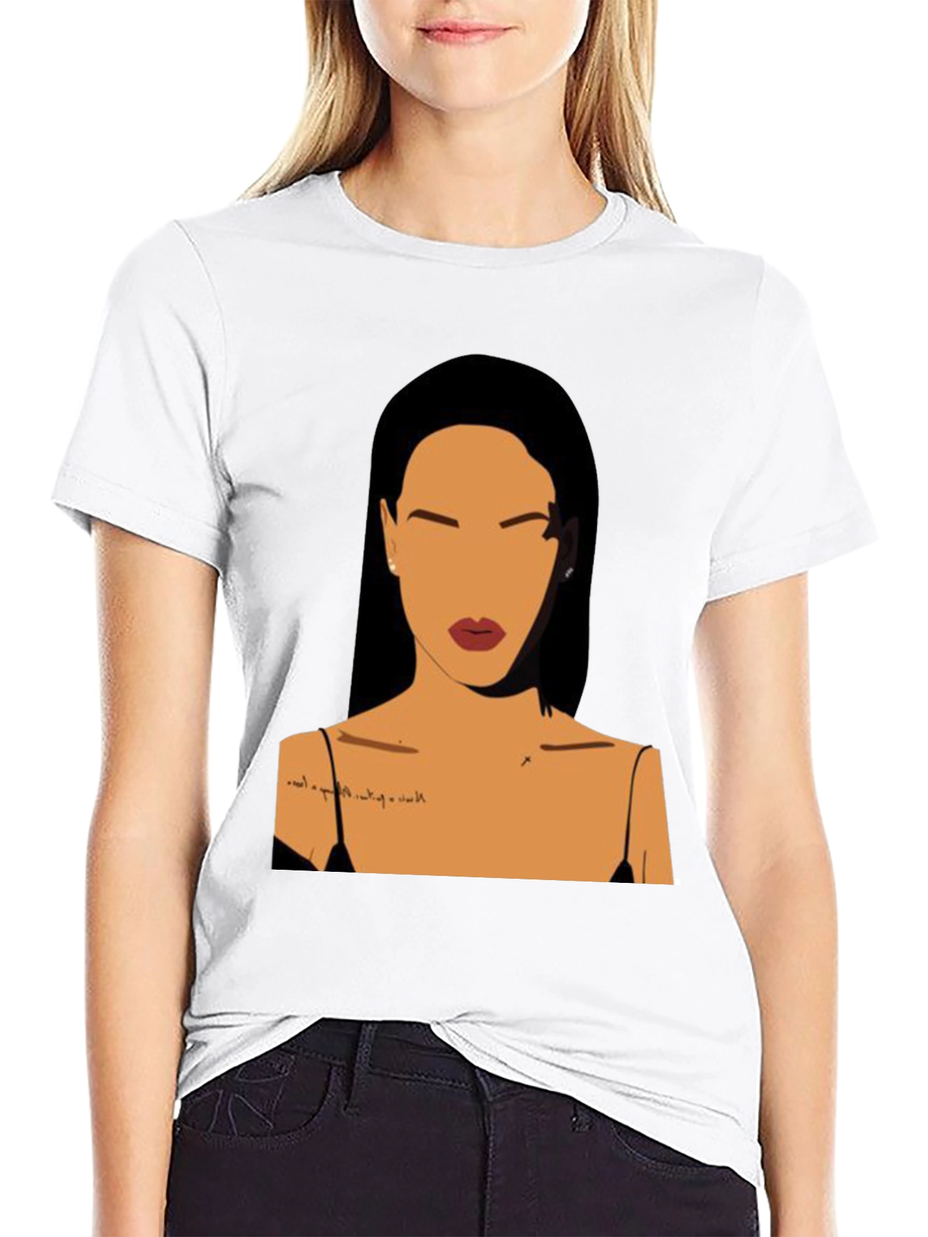 Minimalist Woman Portrait Black T-Shirt