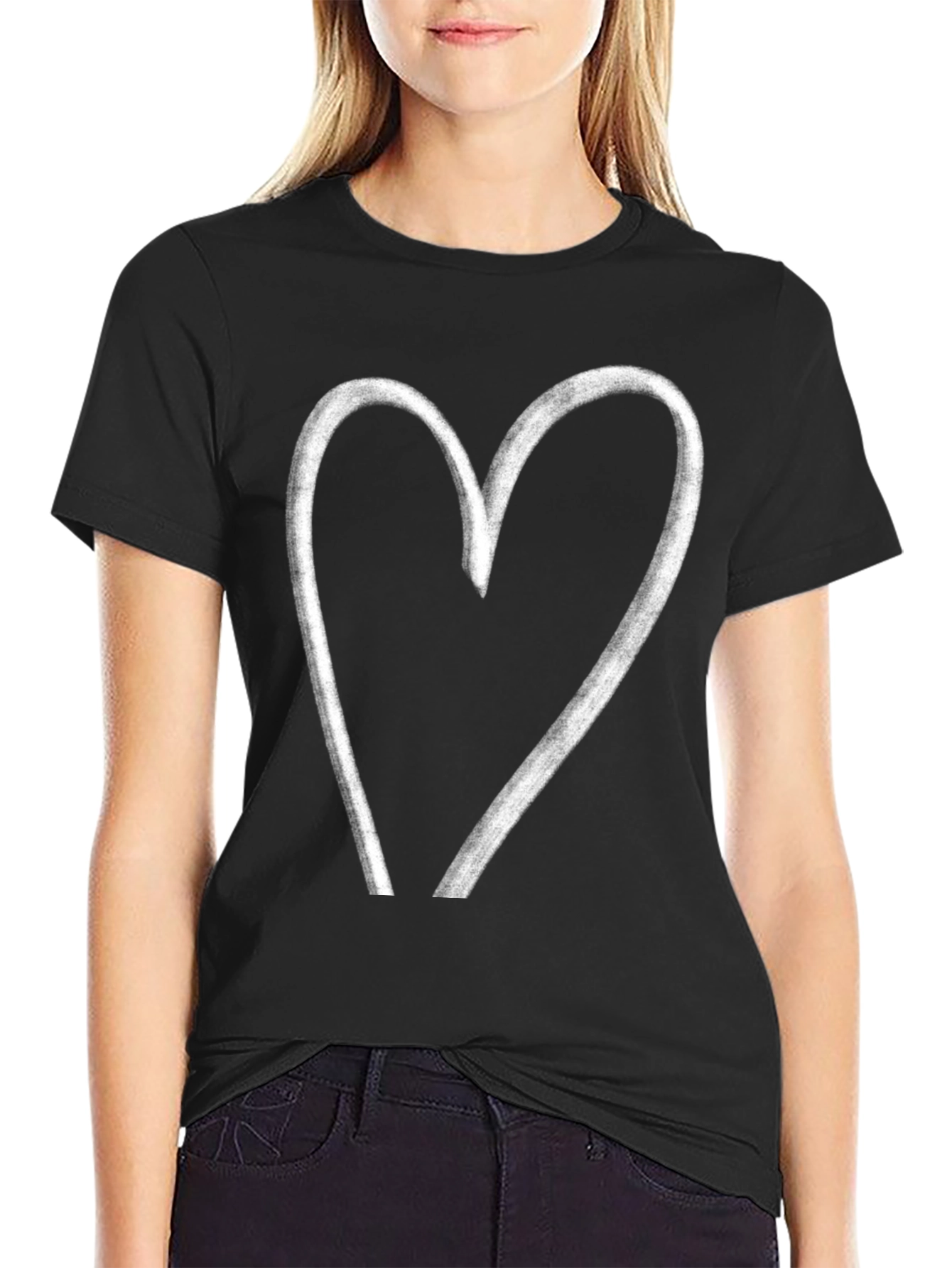 Heart Graphic Black T-Shirt - Casual Style