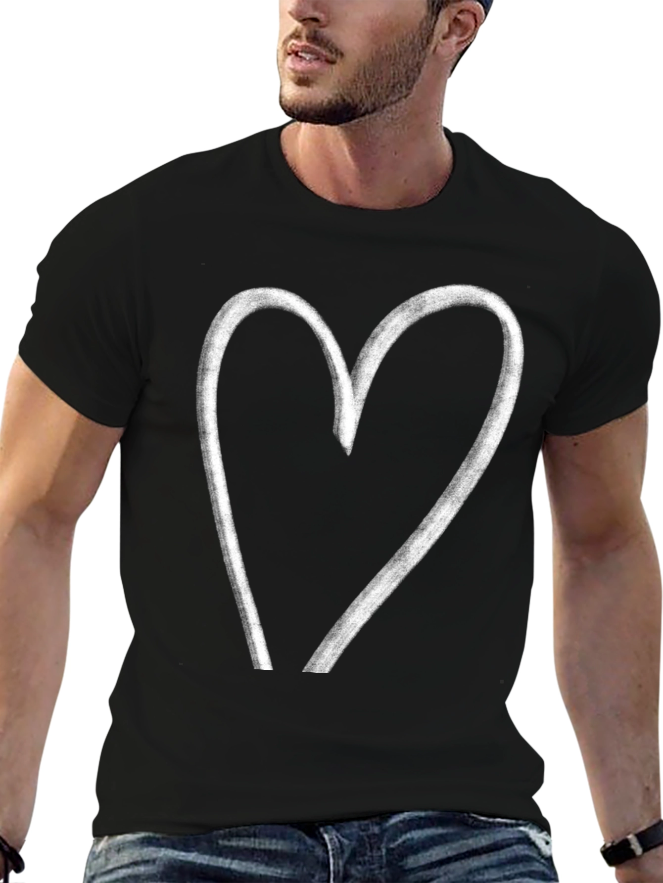 Heart Graphic Black T-Shirt - Casual Style