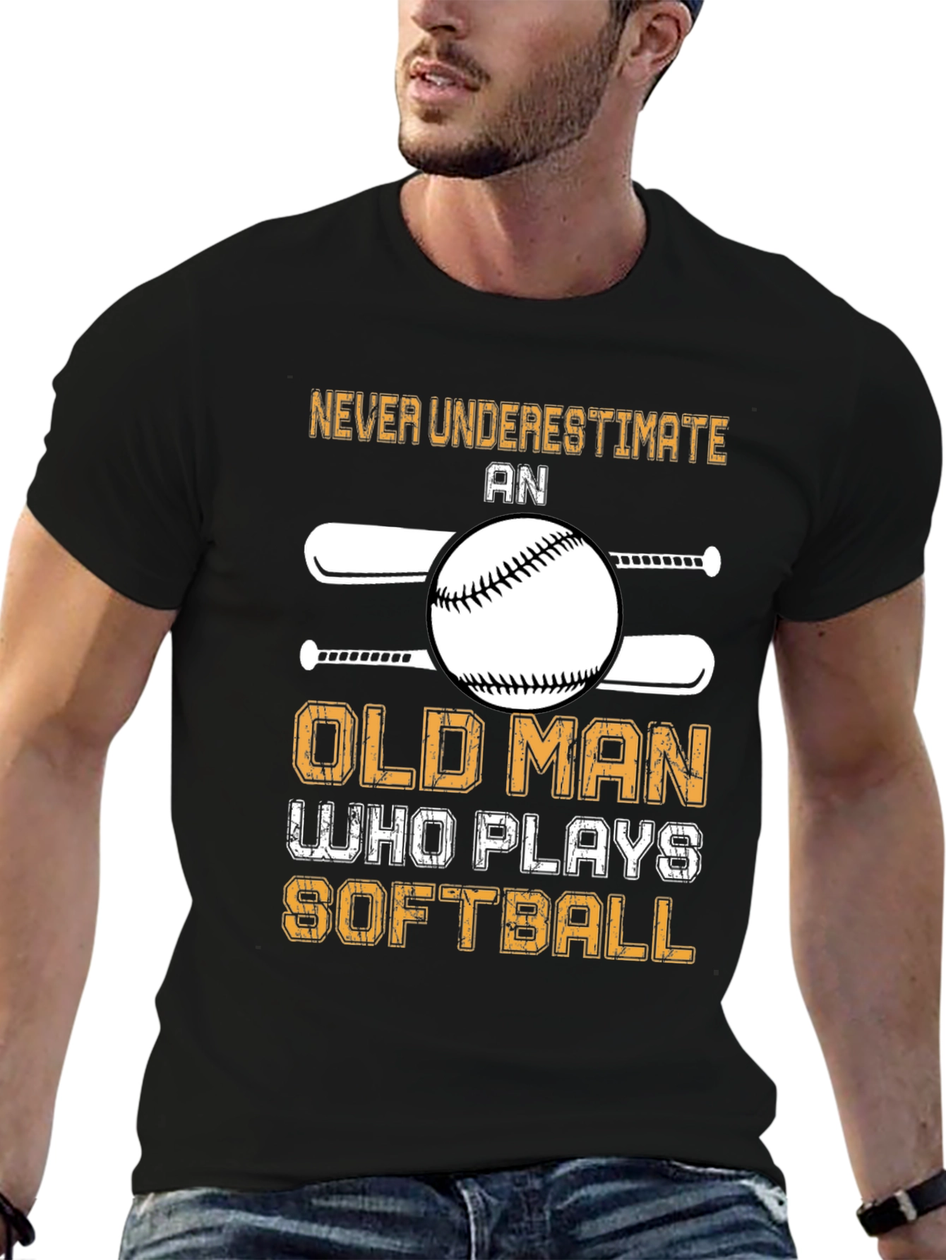 Old Man Softball Graphic T-Shirt