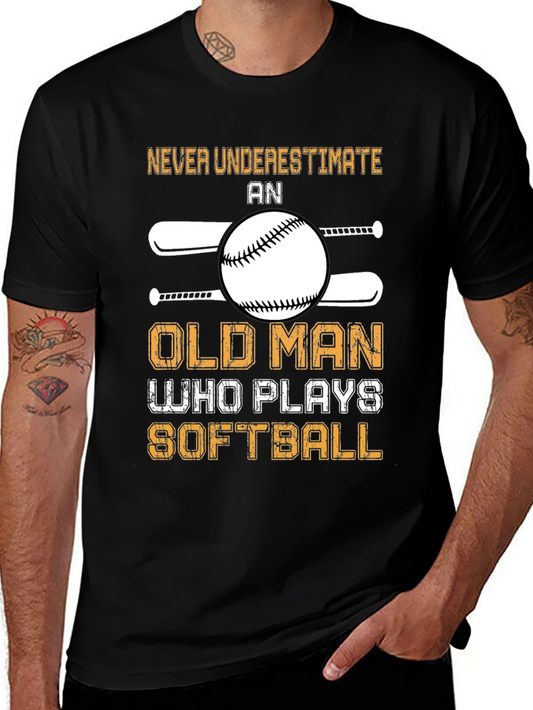 Old Man Softball Graphic T-Shirt