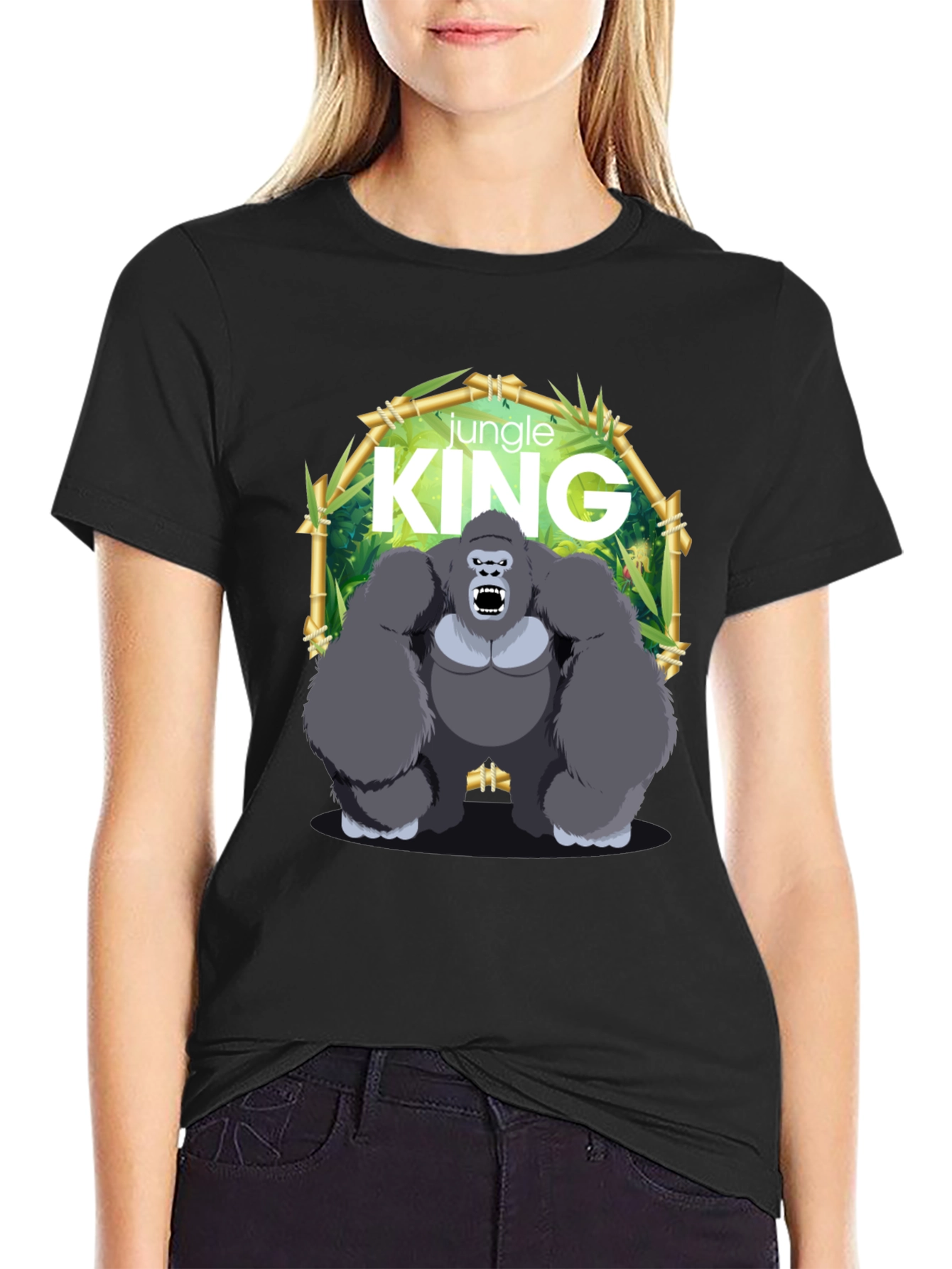 Jungle King Gorilla Graphic Black T-Shirt