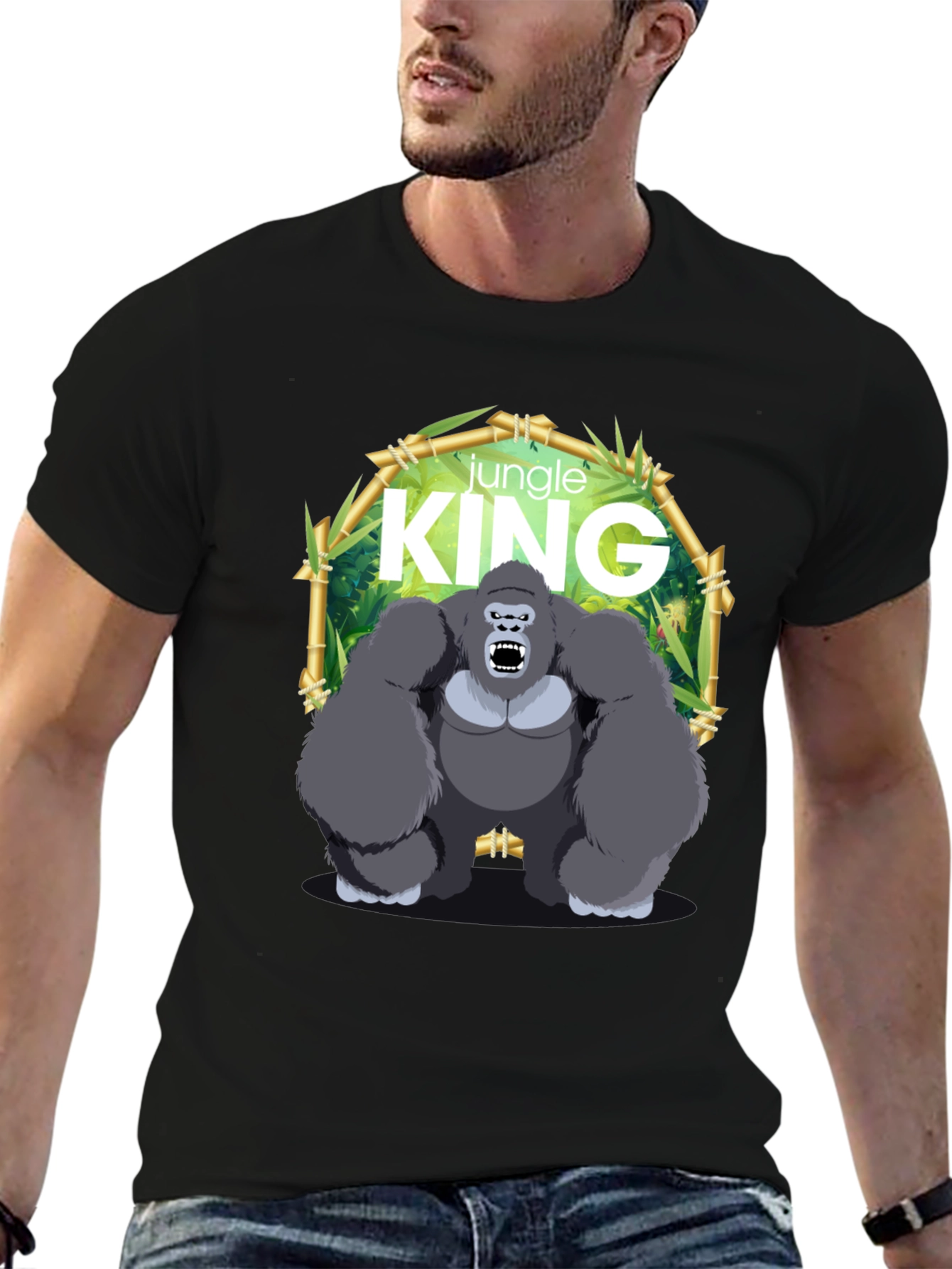 Jungle King Gorilla Graphic Black T-Shirt