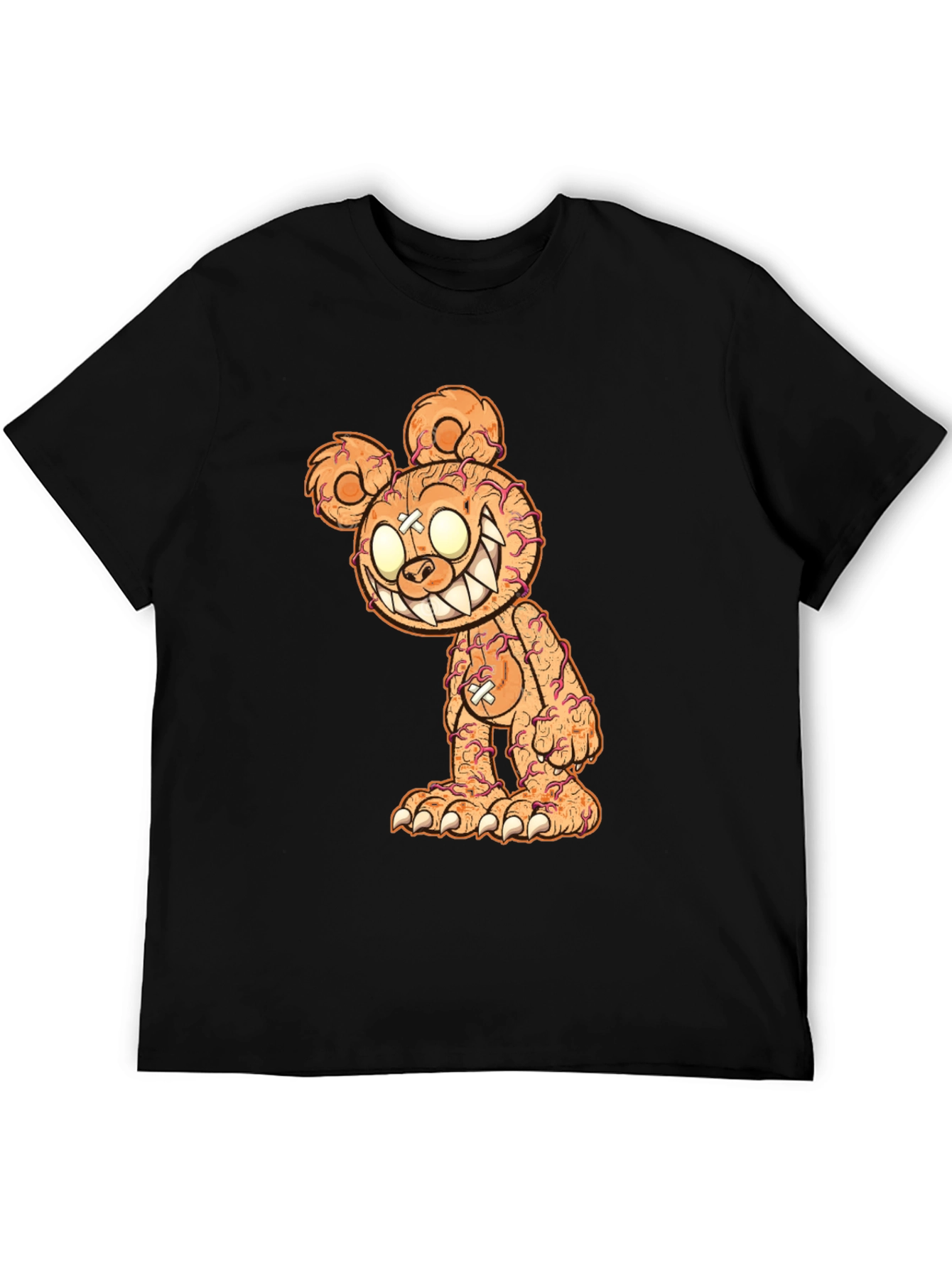 Creepy Bear Graphic Tee - Black Cotton T-Shirt