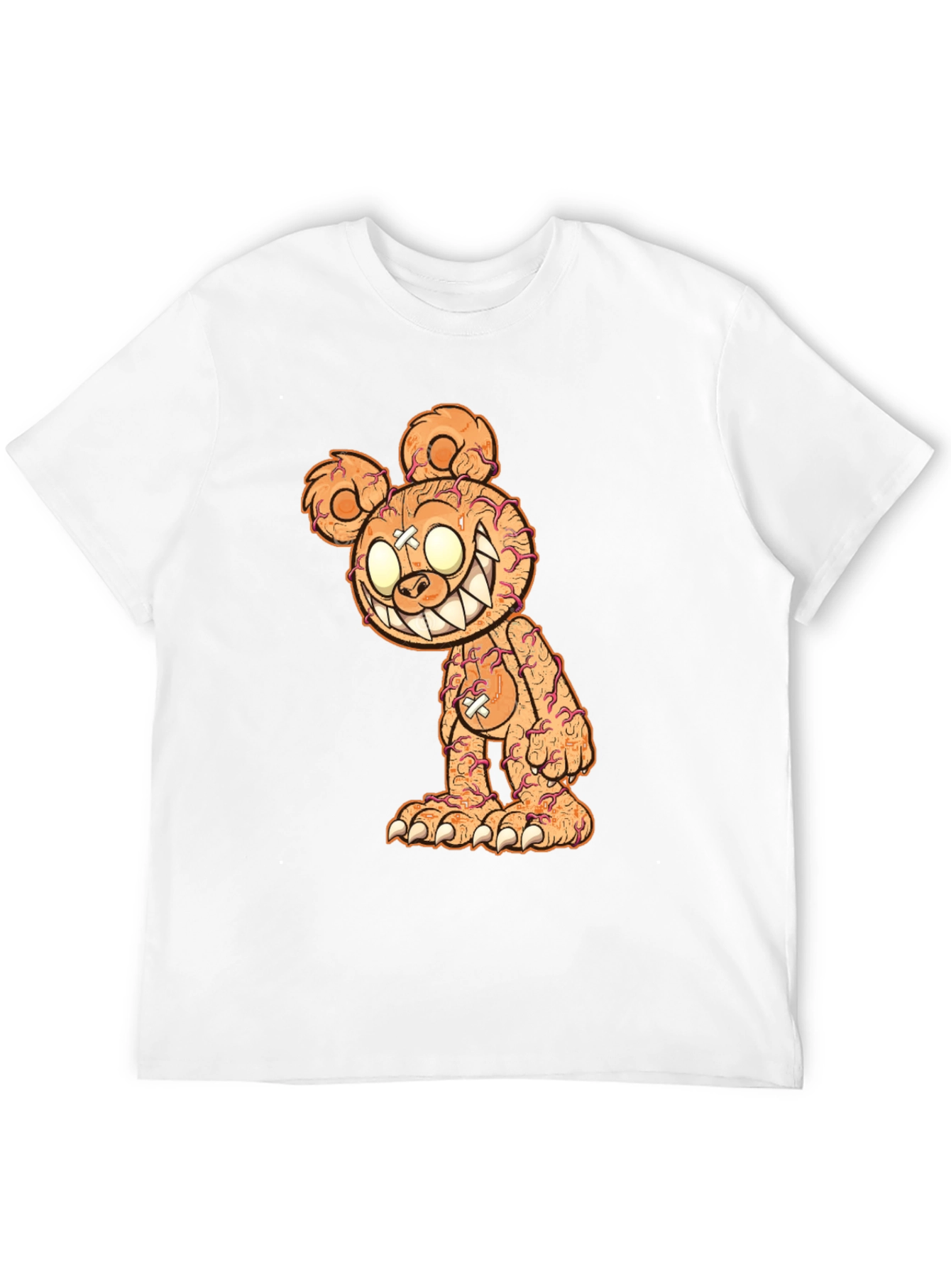 Creepy Bear Graphic Tee - Black Cotton T-Shirt