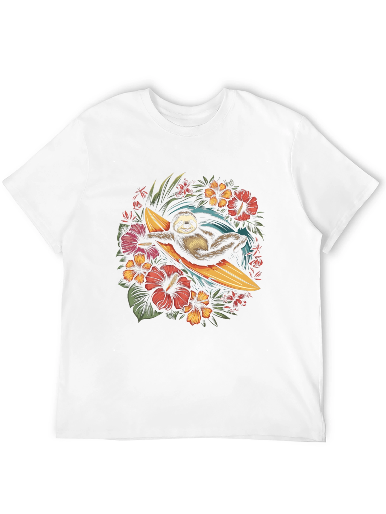 Surfing Sloth Graphic T-Shirt
