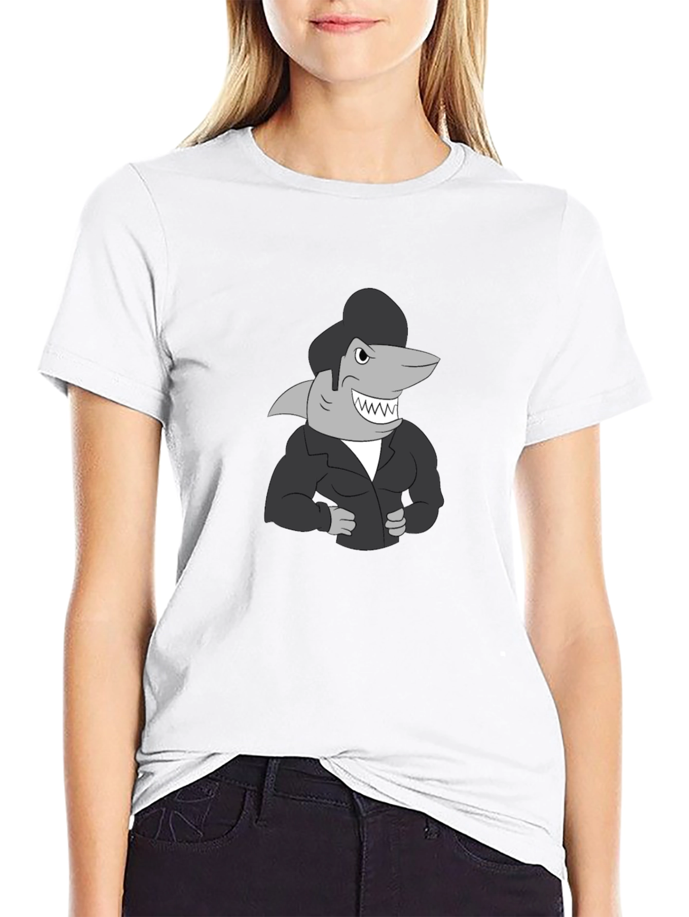 Cool Shark Retro Style Black T-Shirt