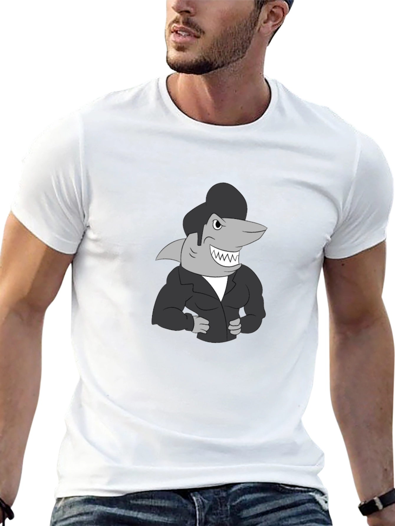 Cool Shark Retro Style Black T-Shirt