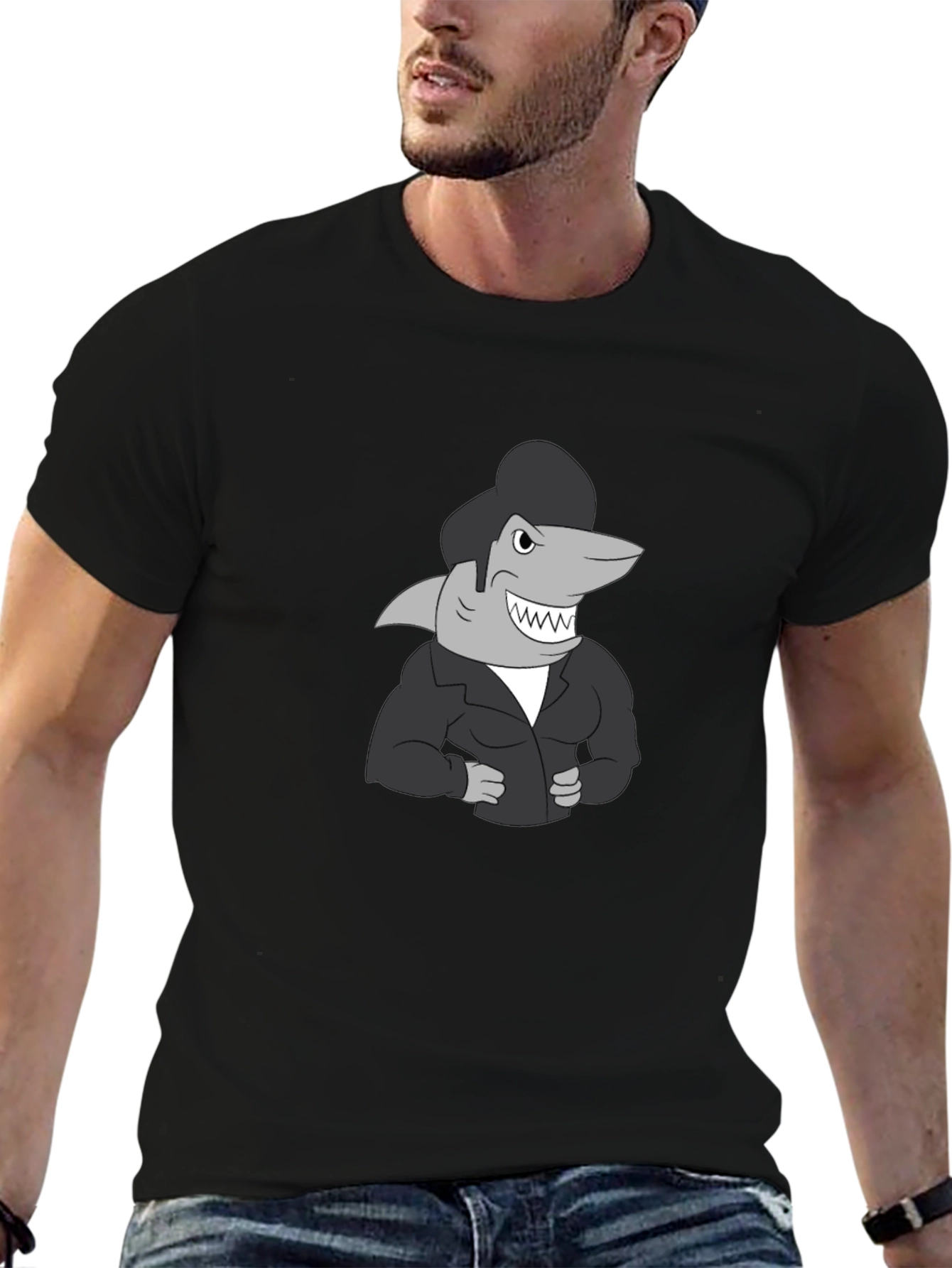 Cool Shark Retro Style Black T-Shirt