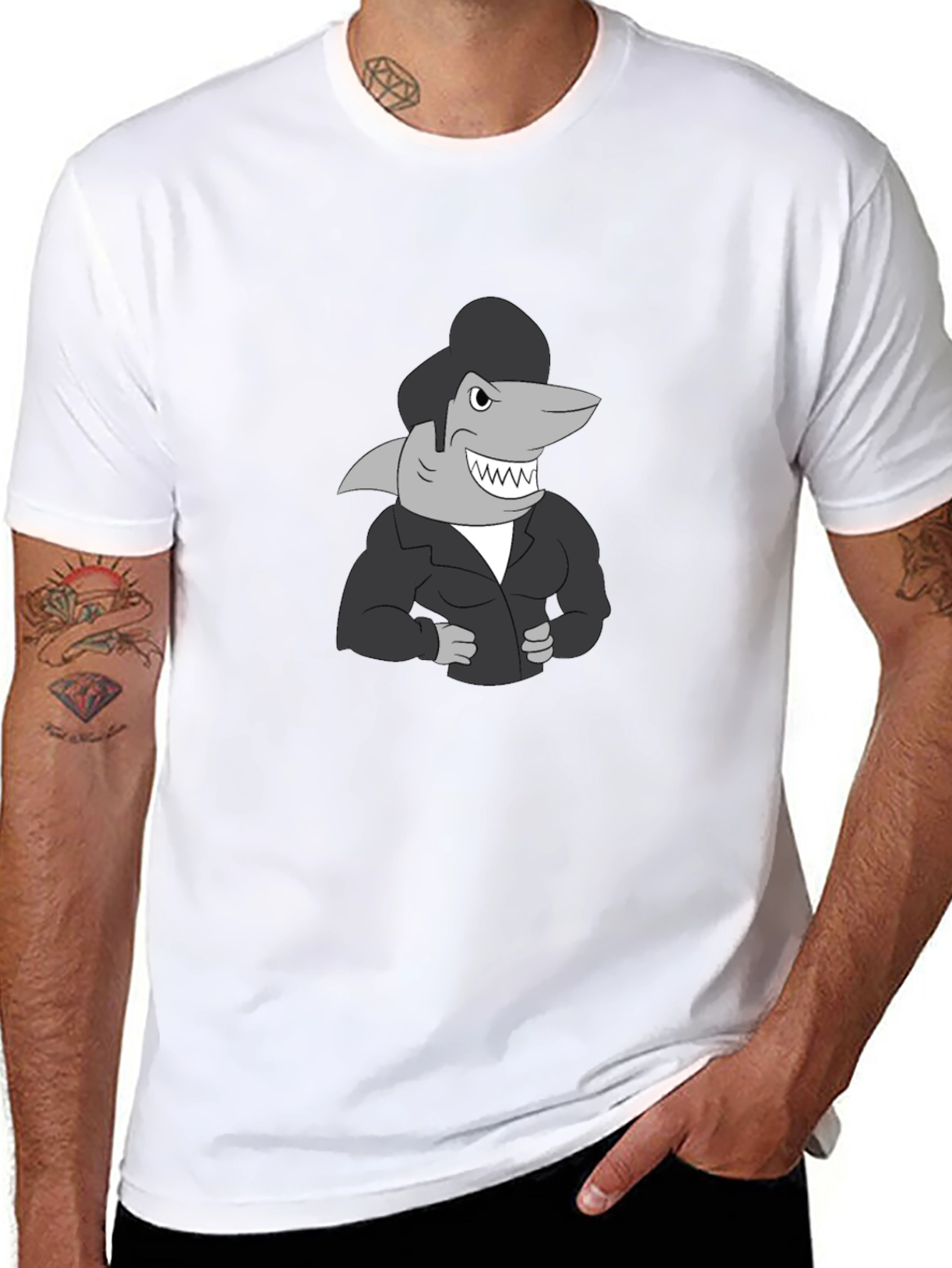 Cool Shark Retro Style Black T-Shirt