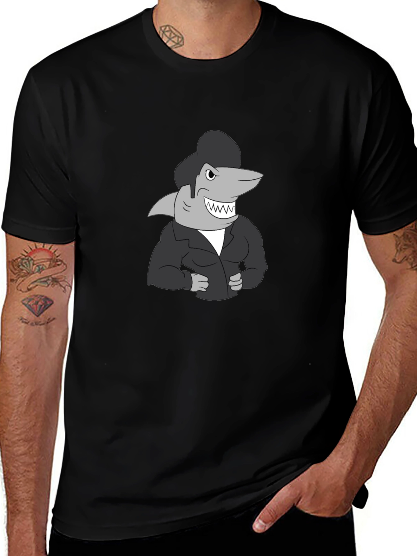 Cool Shark Retro Style Black T-Shirt