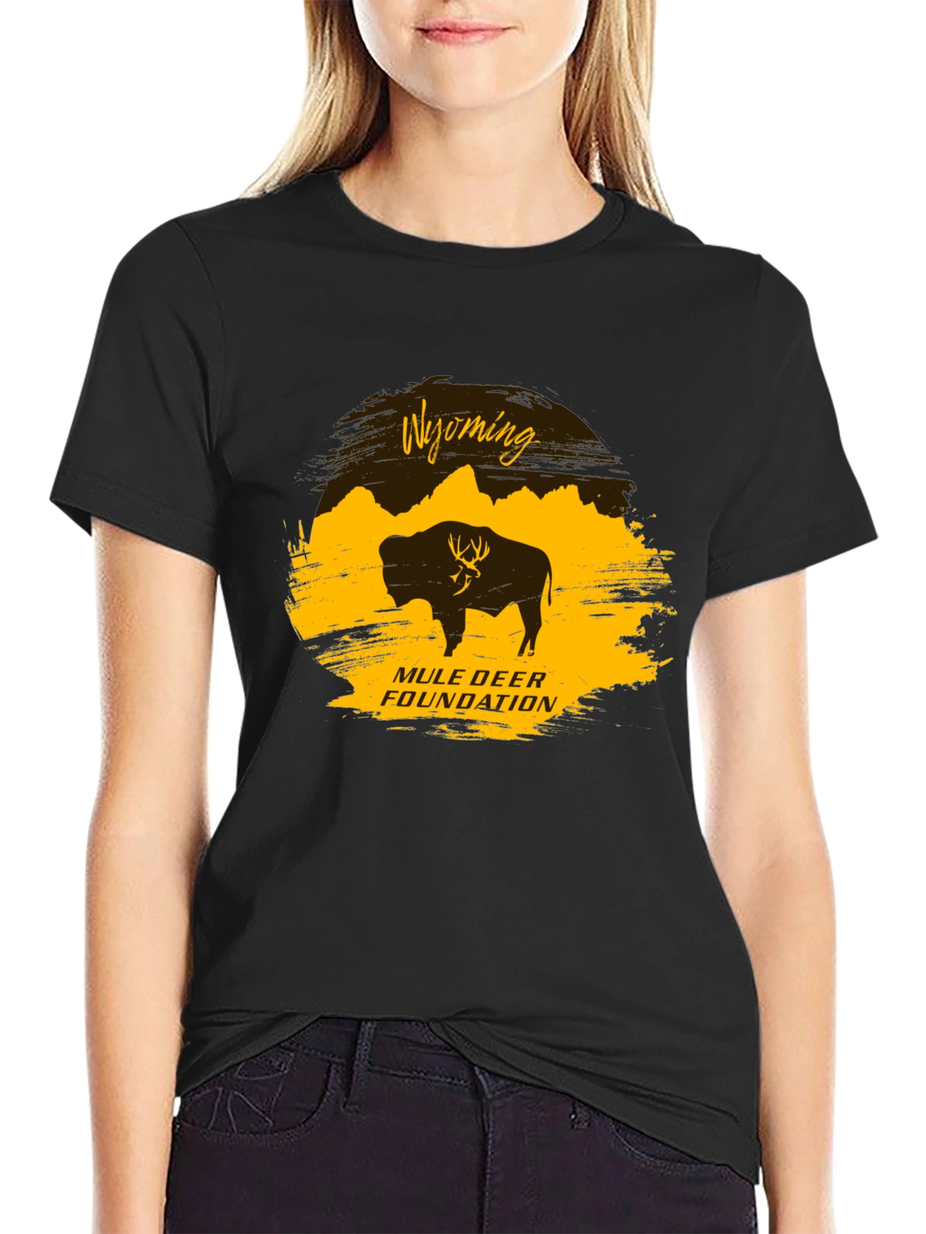 Wyoming Mule Deer Foundation Black T-Shirt