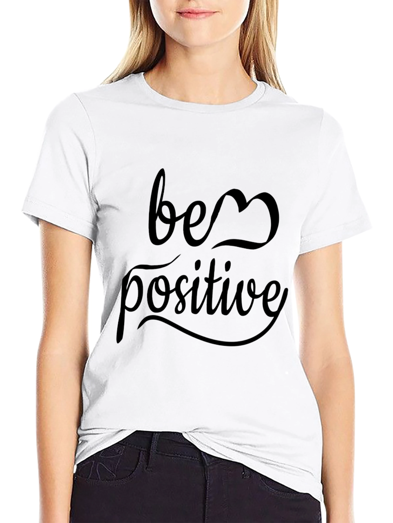 Be Positive Black Graphic Tee - Inspirational Mens T-Shirt