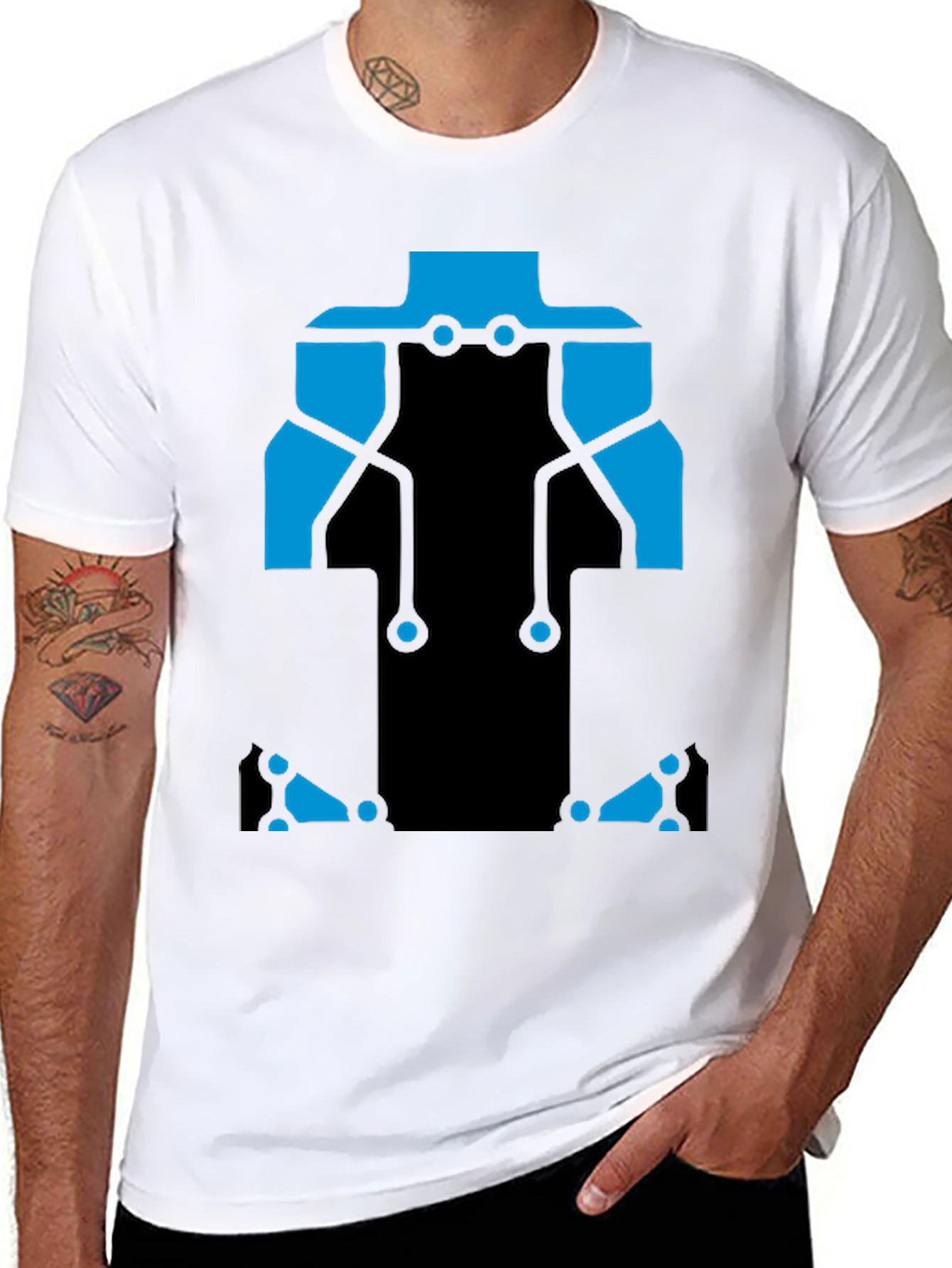 Circuit Board T-Shirt - Black and Blue Design
