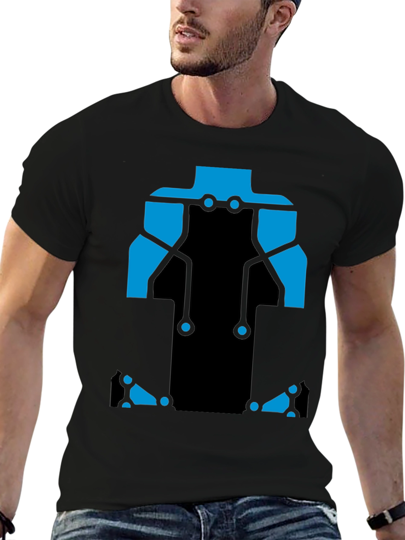 Circuit Board T-Shirt - Black and Blue Design