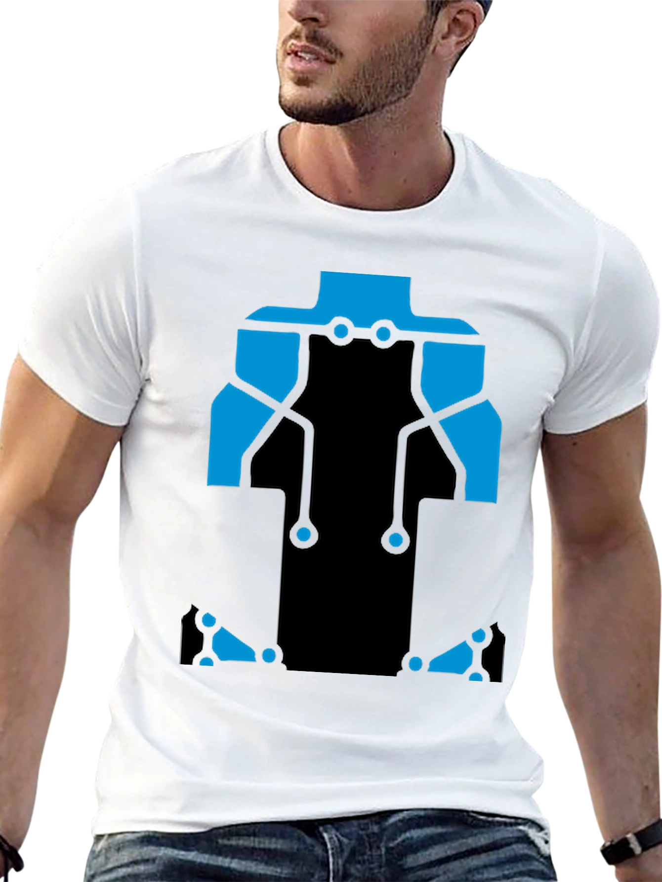 Circuit Board T-Shirt - Black and Blue Design