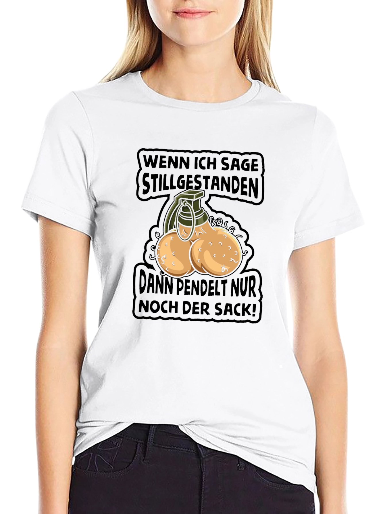Humorous Sack Grenade Graphic T-Shirt