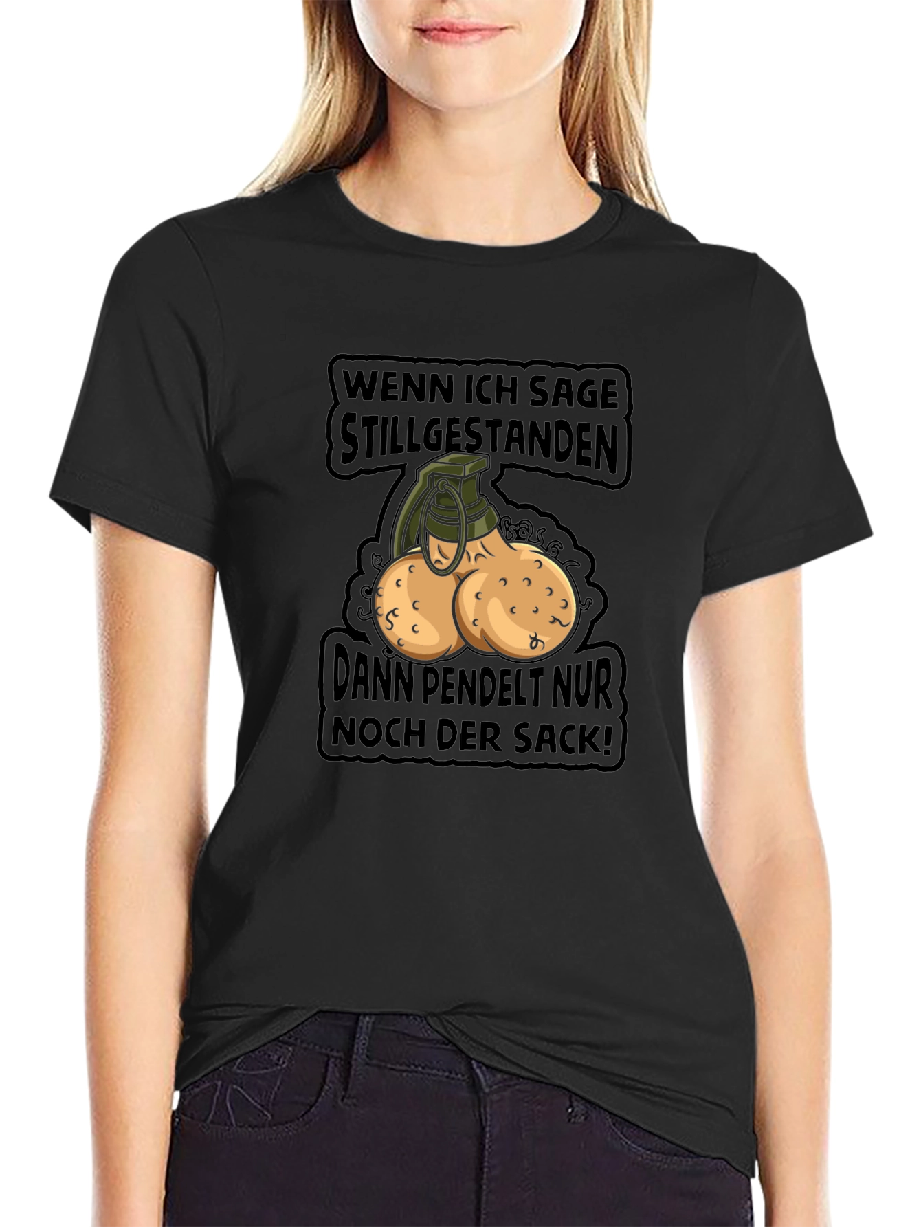 Humorous Sack Grenade Graphic T-Shirt