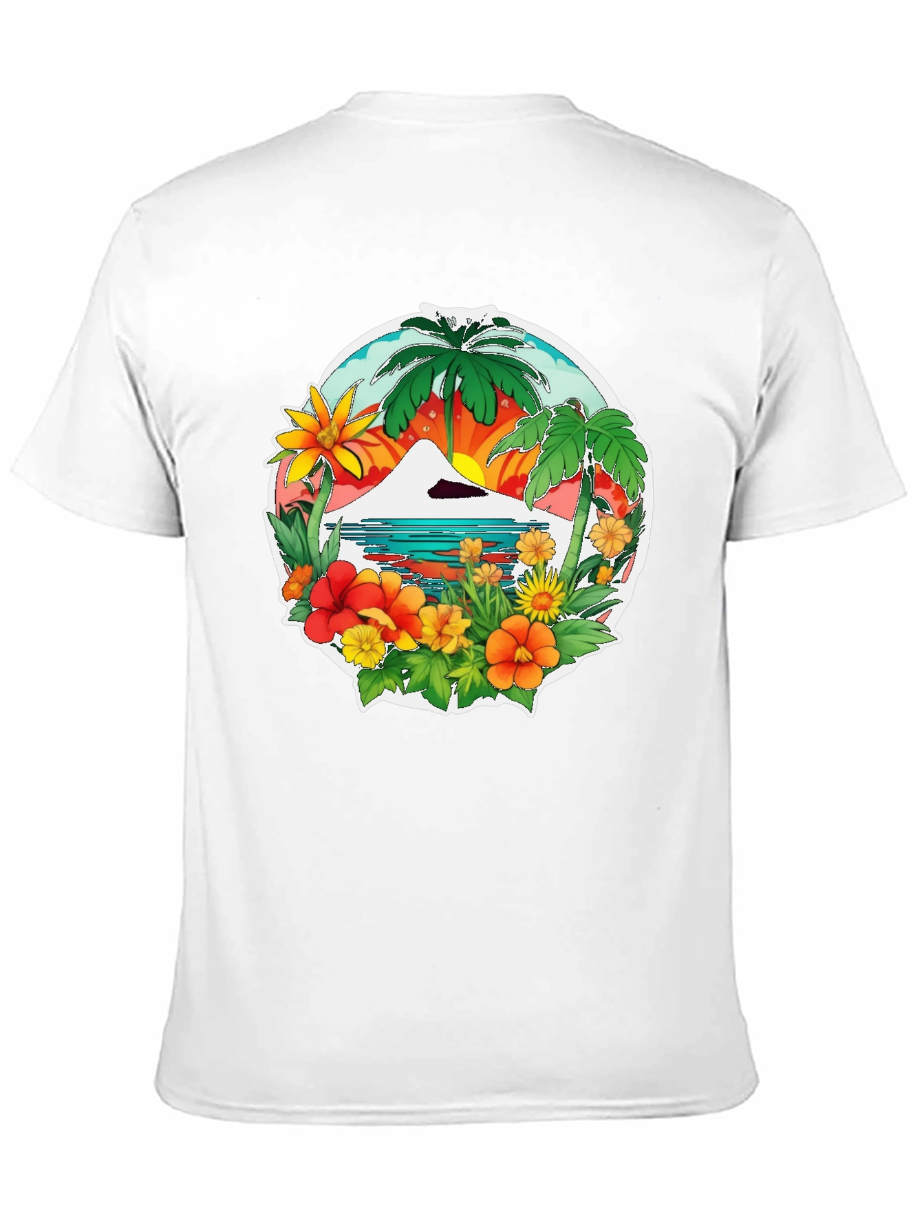 Tropical Island Graphic Tee - Black Casual Shirt