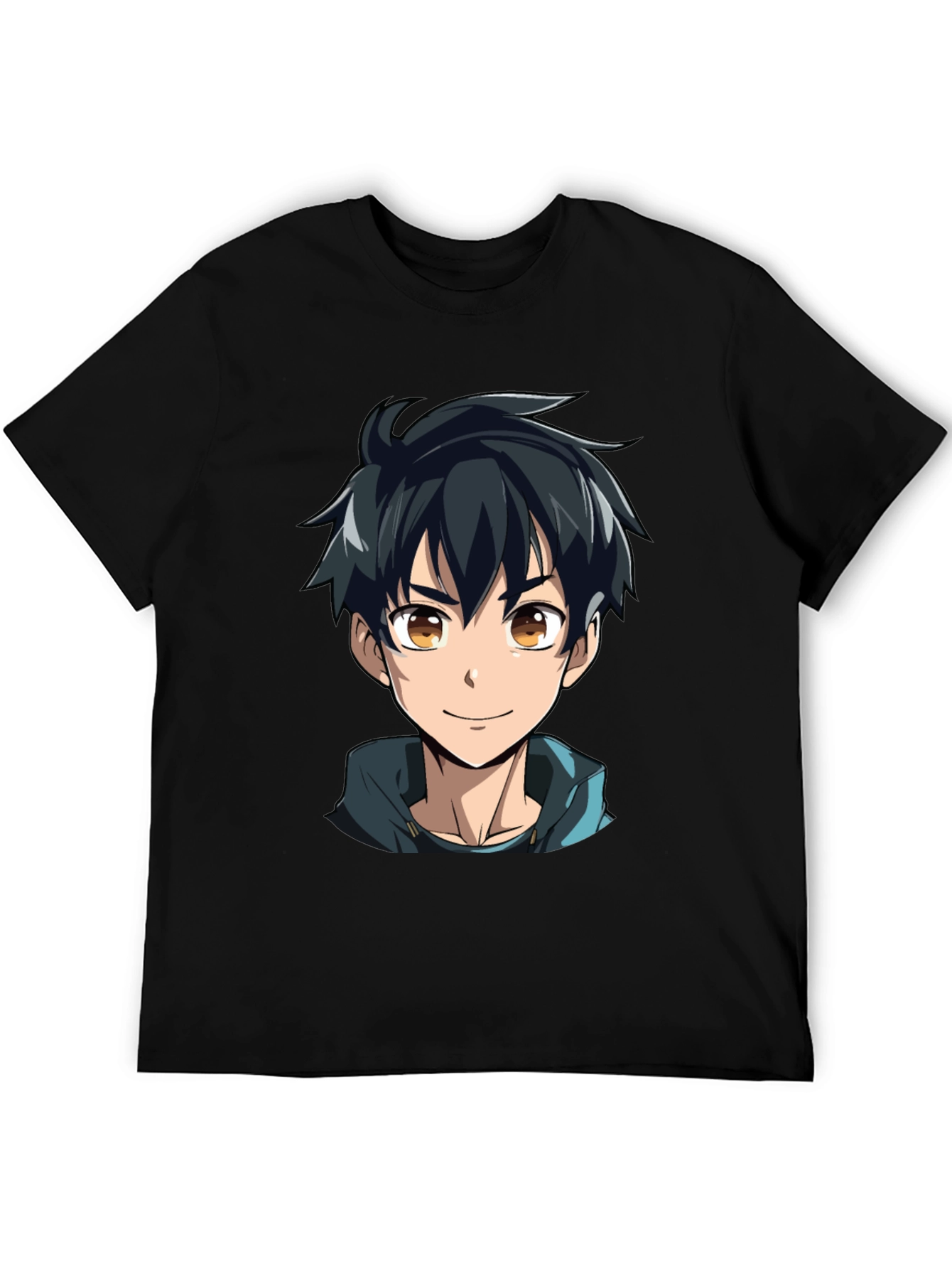 Anime Boy Graphic Black T-Shirt