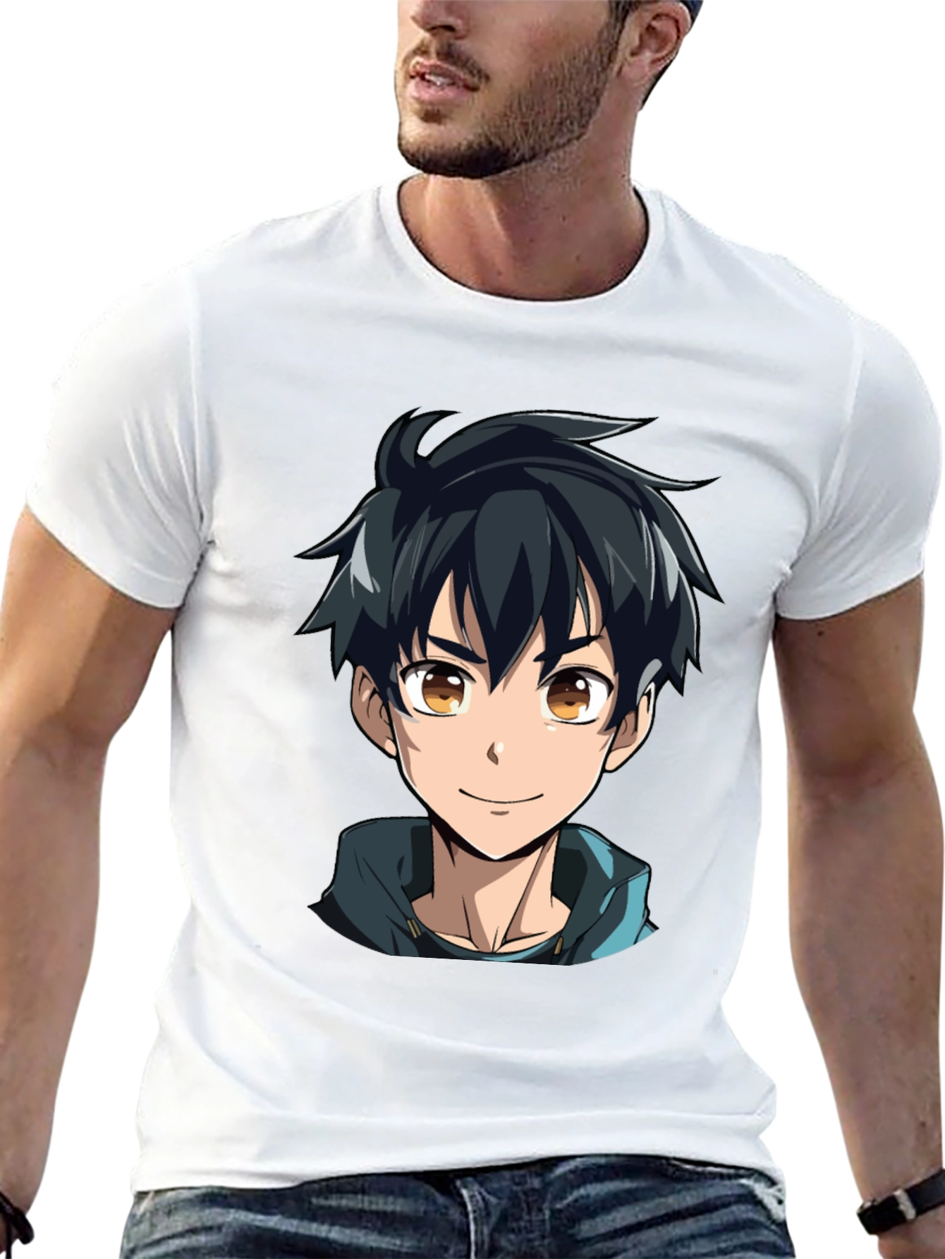 Anime Boy Graphic Black T-Shirt