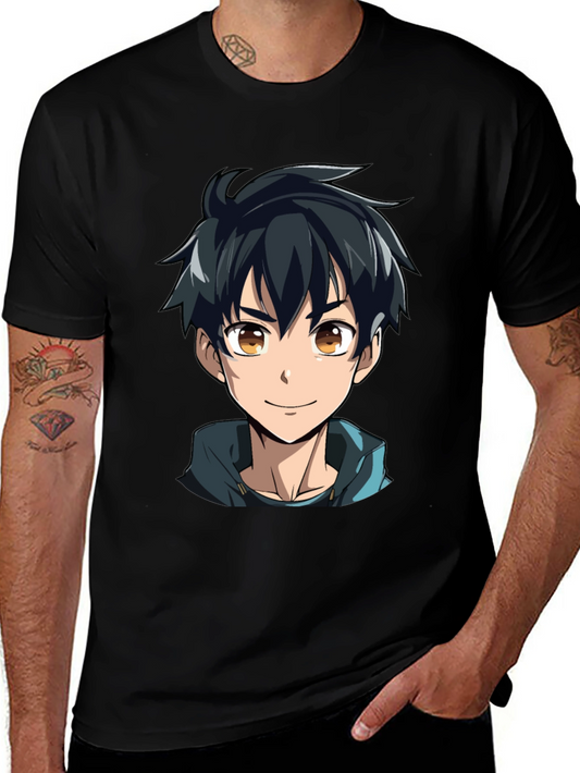 Anime Boy Graphic Black T-Shirt