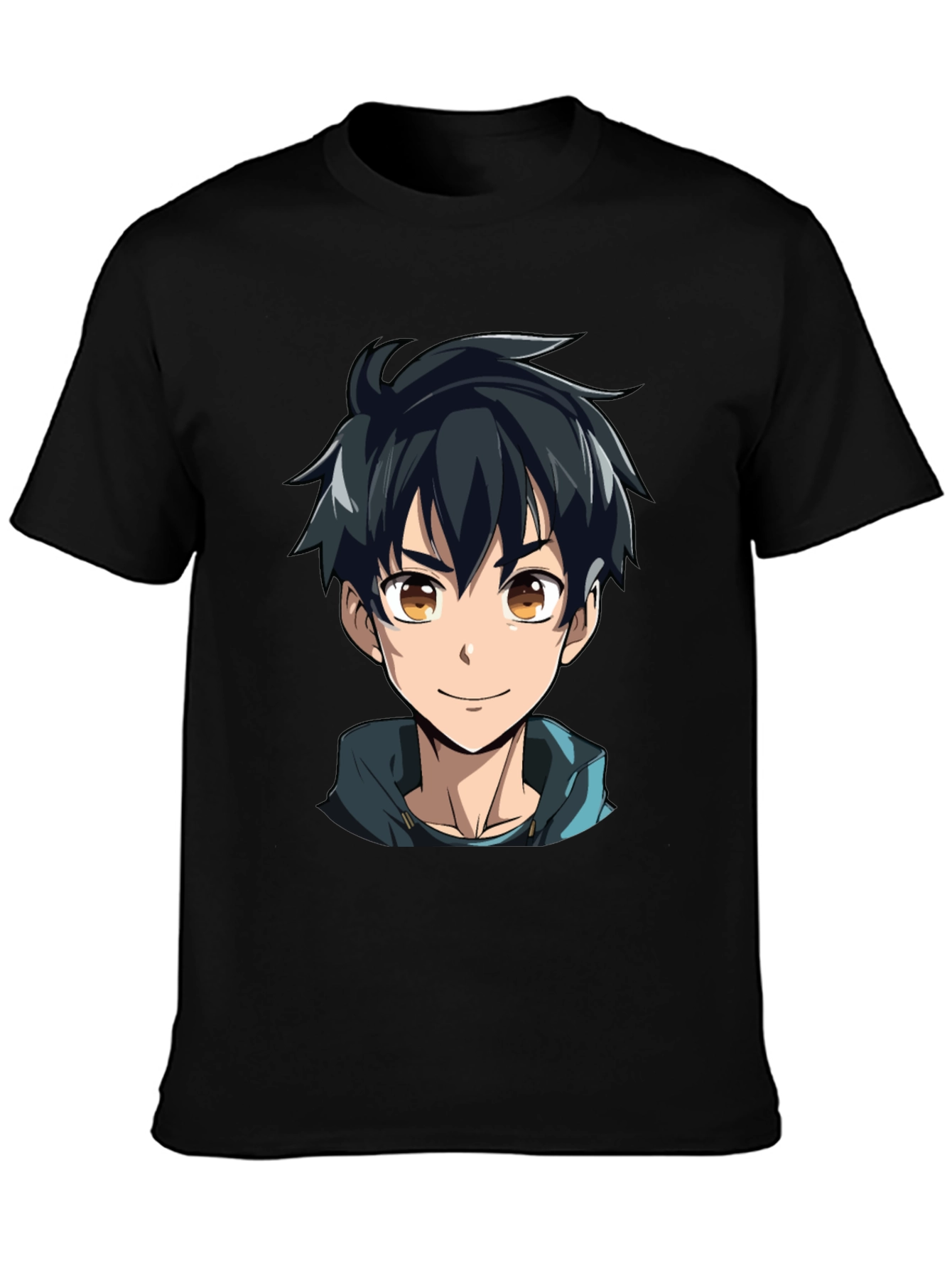 Anime Boy Graphic Black T-Shirt
