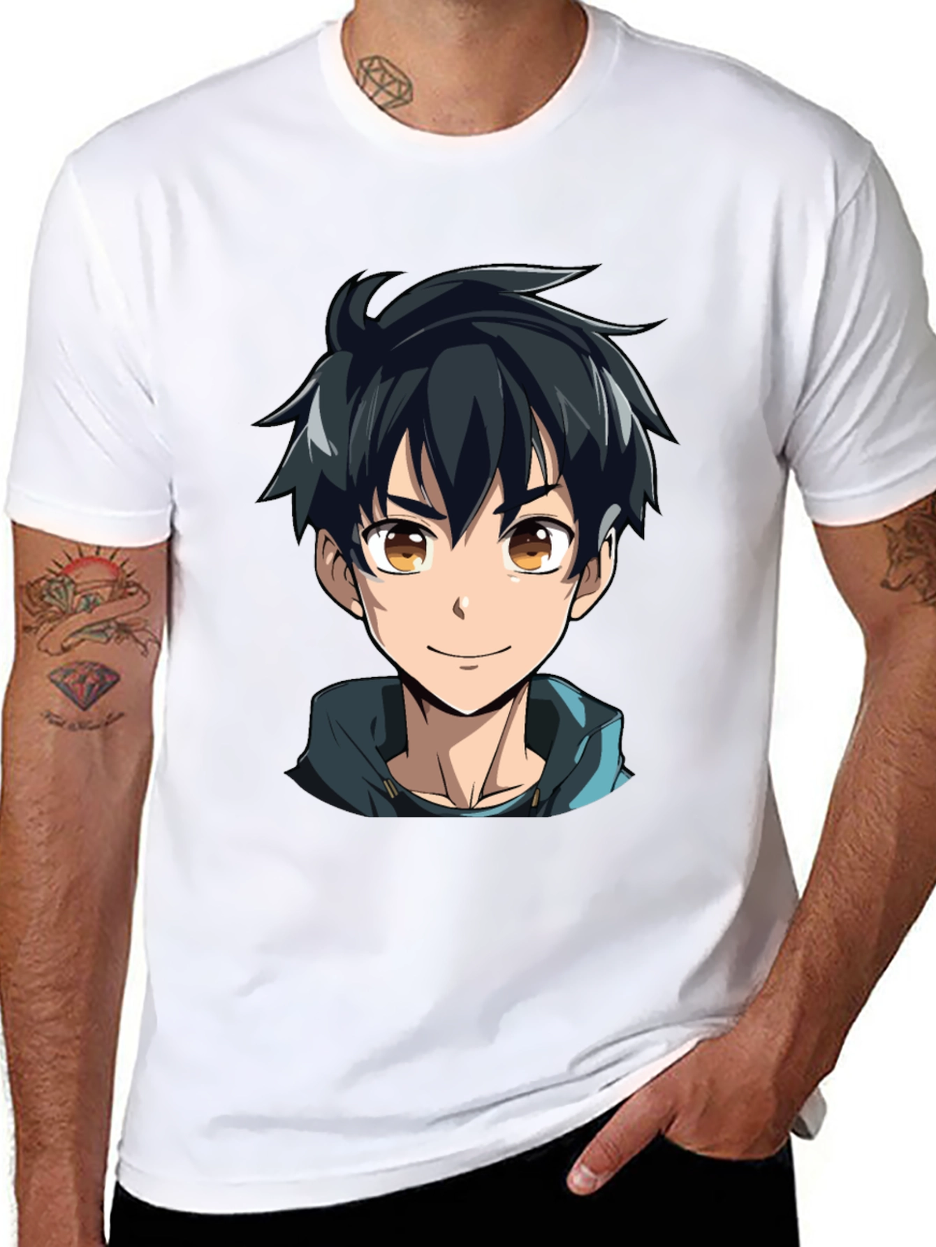 Anime Boy Graphic Black T-Shirt