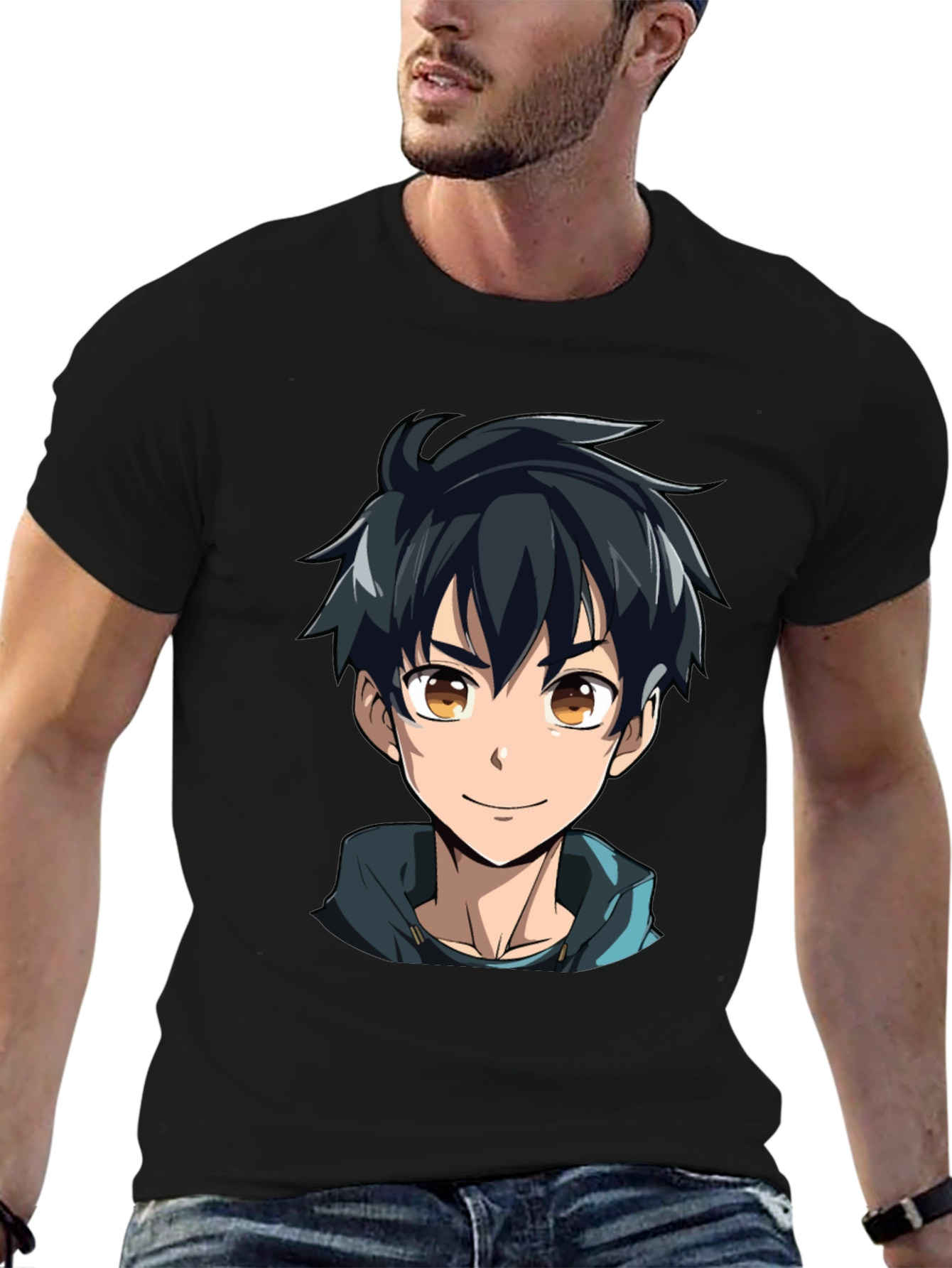 Anime Boy Graphic Black T-Shirt