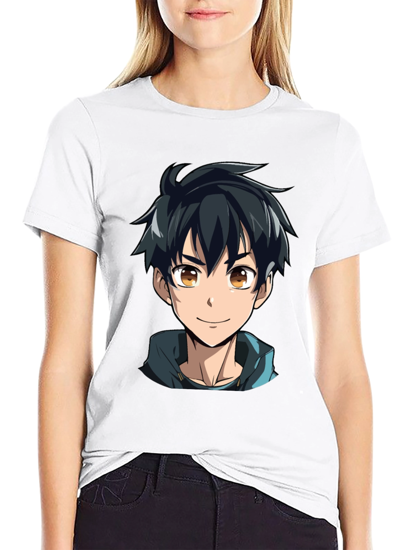 Anime Boy Graphic Black T-Shirt