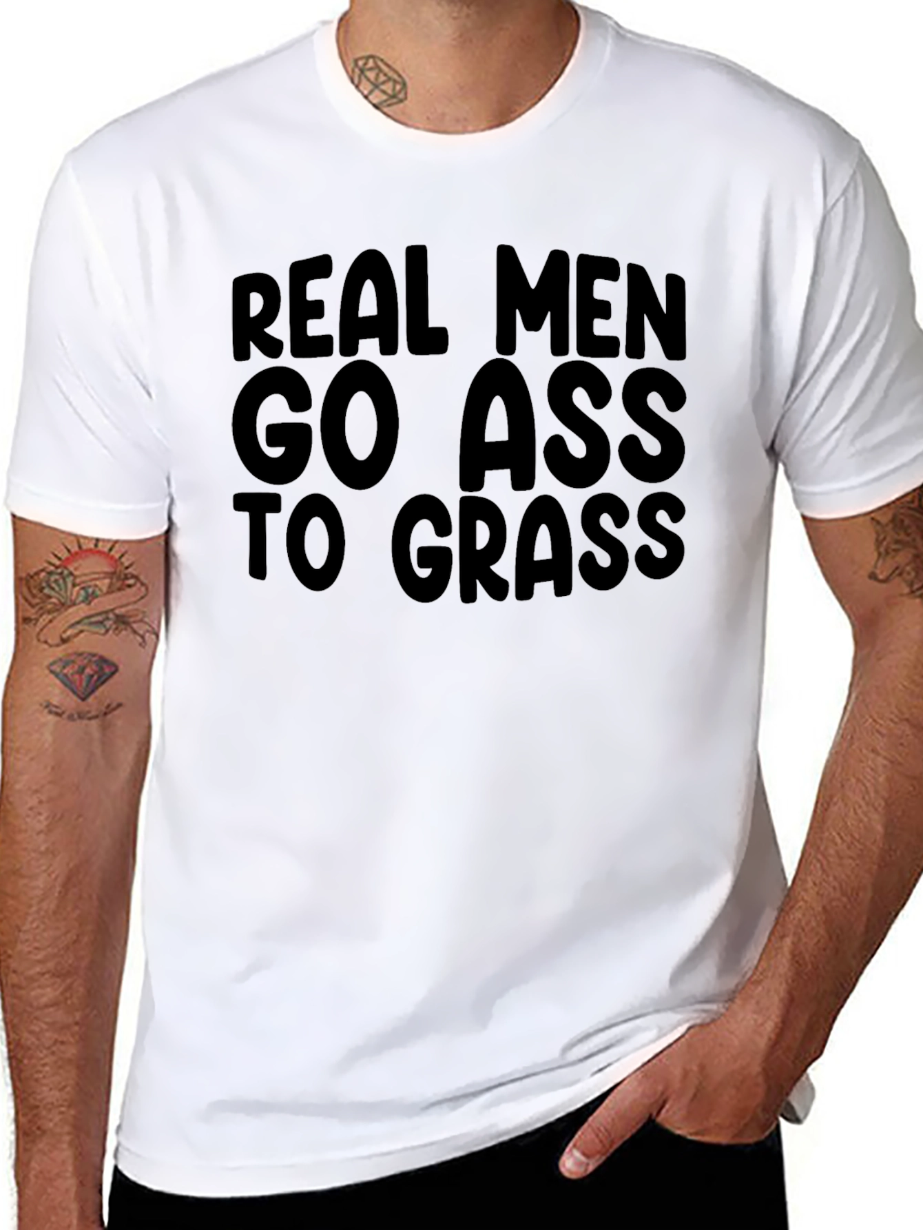 Real Men Go Ass to Grass Black T-Shirt